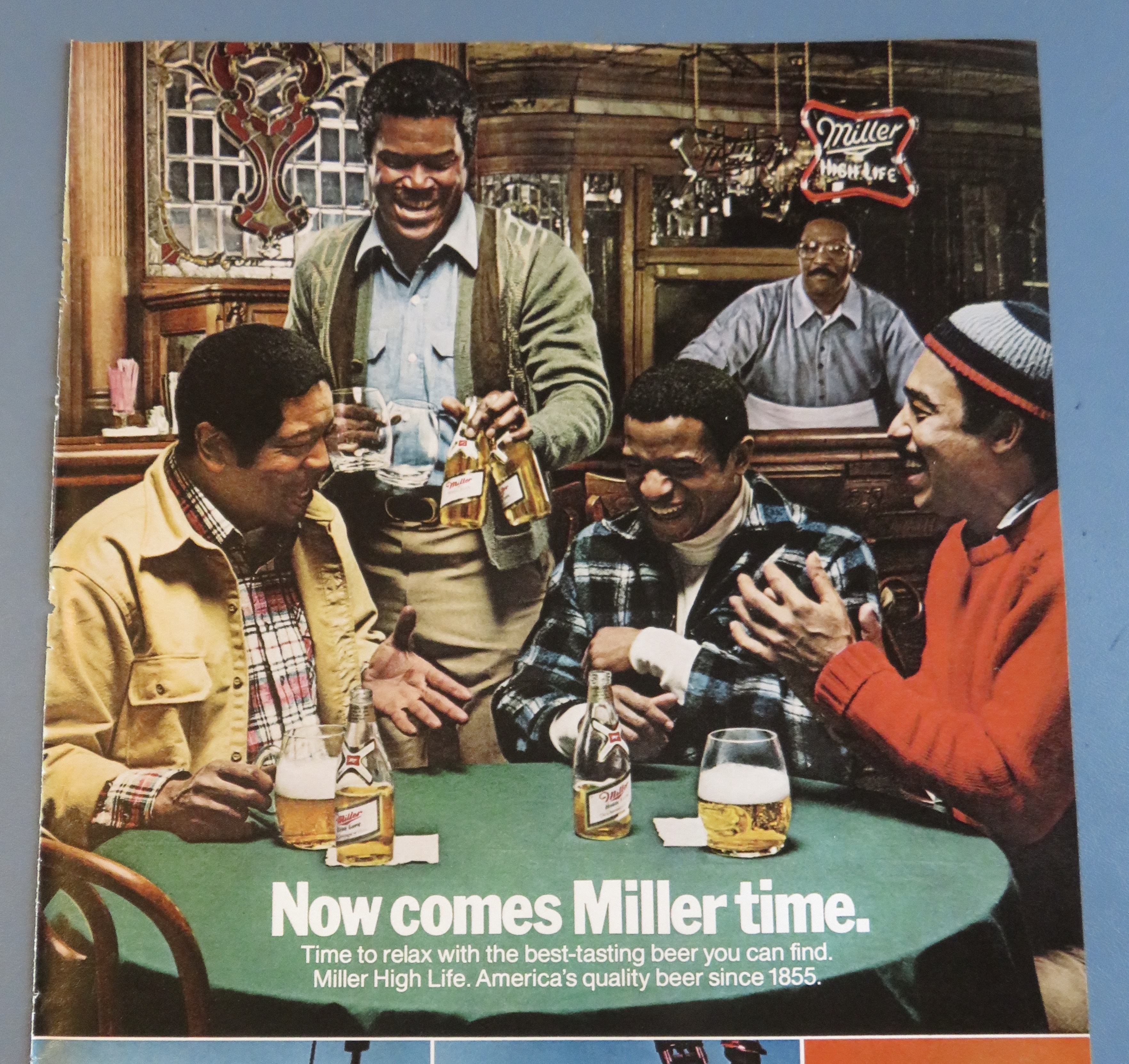 1980 Miller High Life Beer with Group of Men Drinking