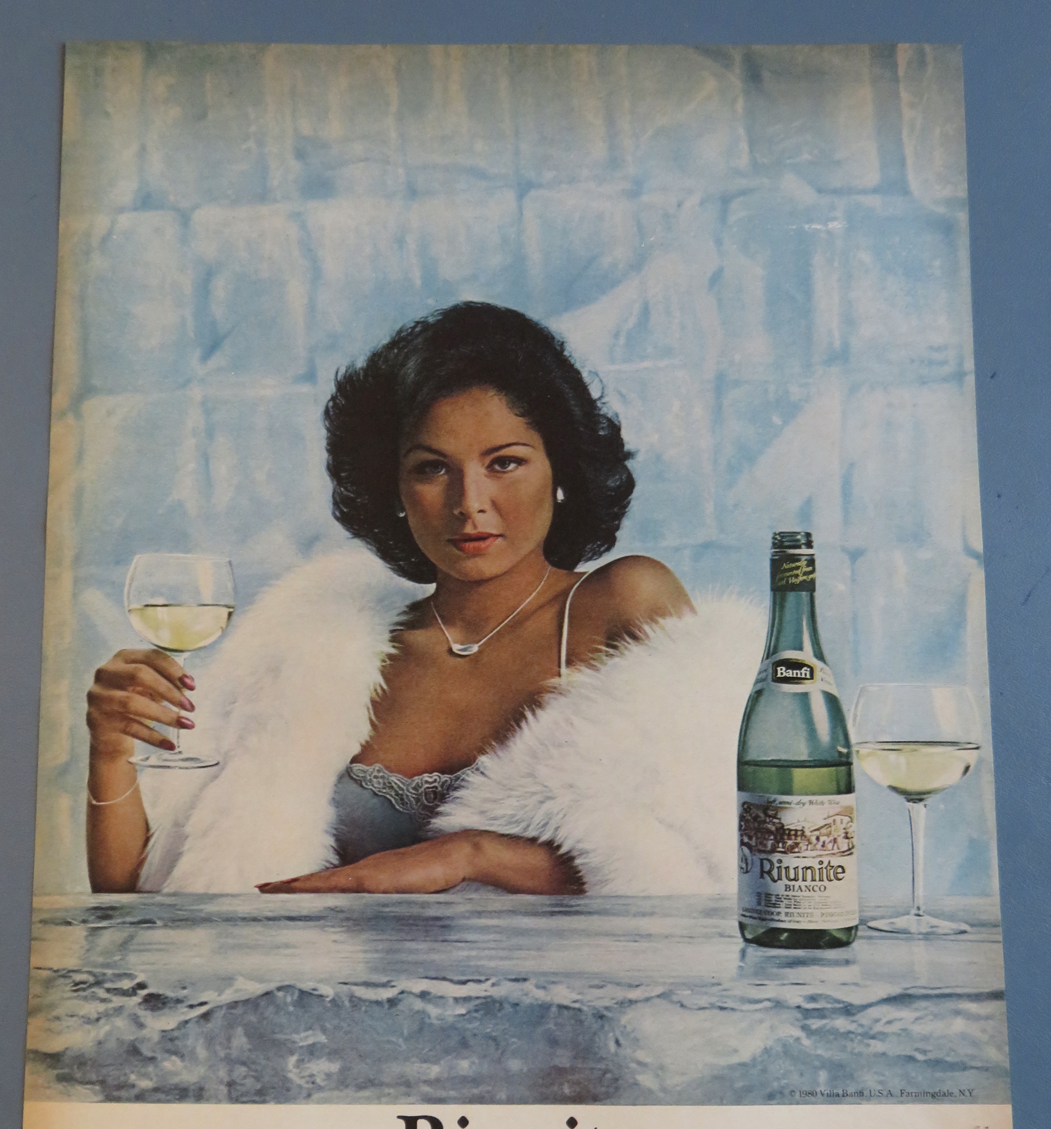 1980 Riunite Bianco with Lovely Woman Holding Glass