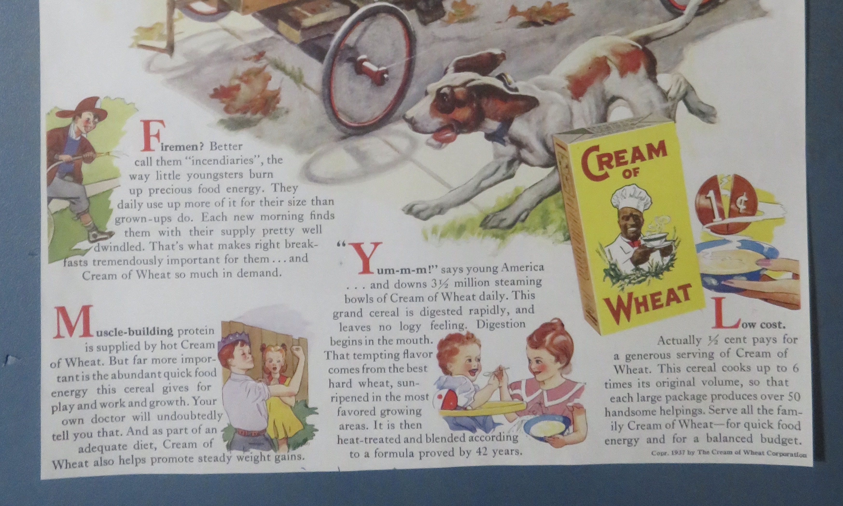 1937 Cream Of Wheat Cereal with Boys On A Go Cart