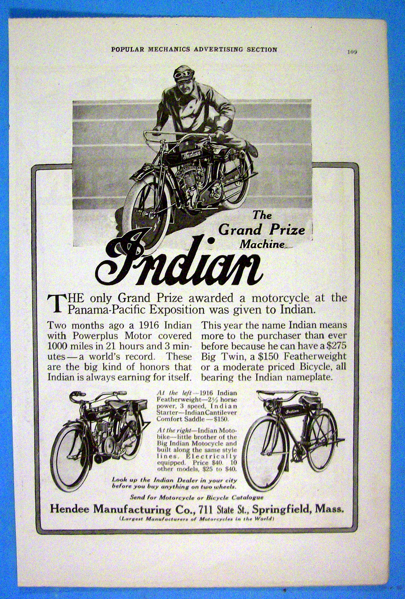 1916 Hendee with Indian Motorcycle