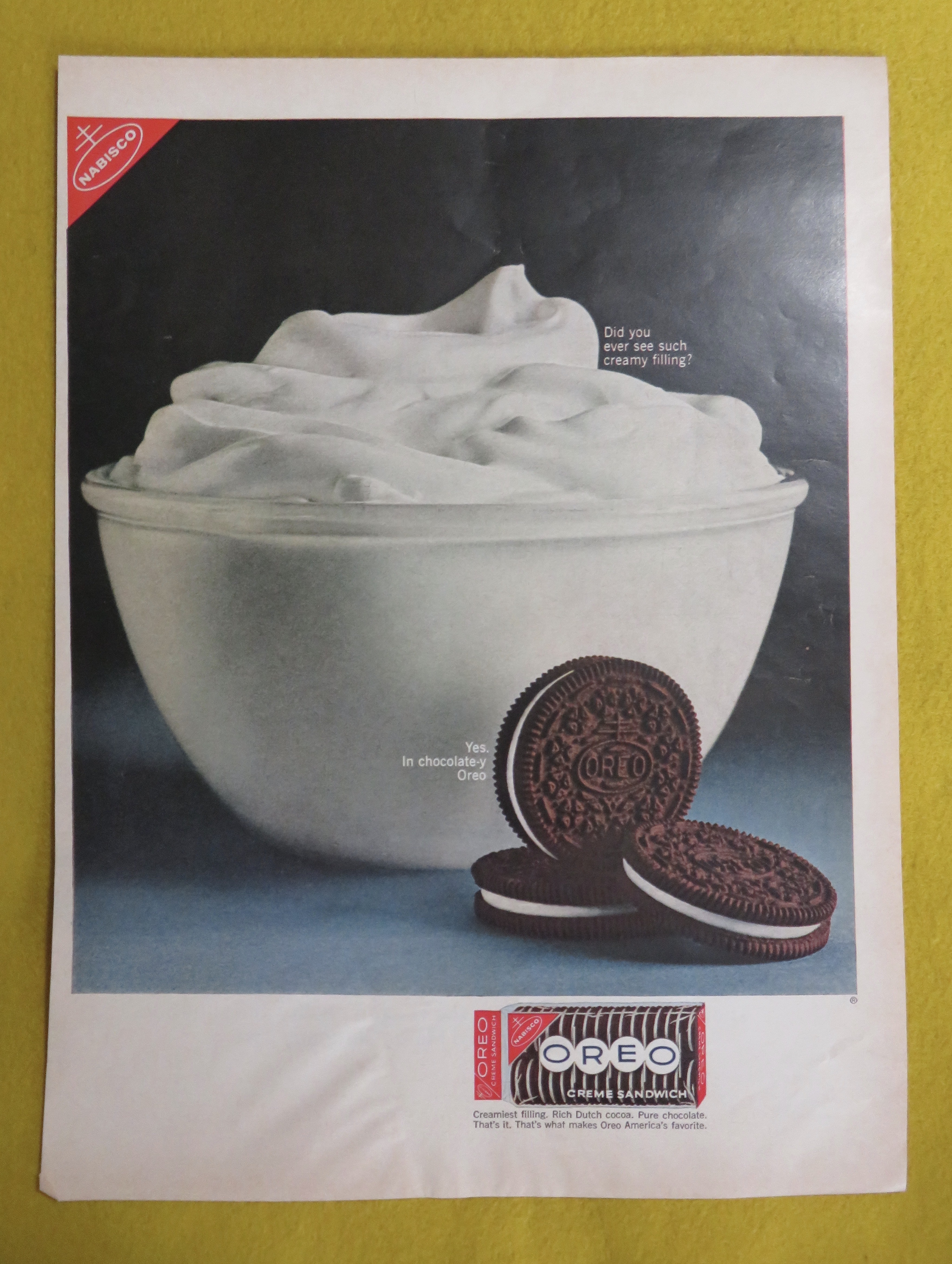 1964 Oreo Cookies with Oreo Creme Sandwich