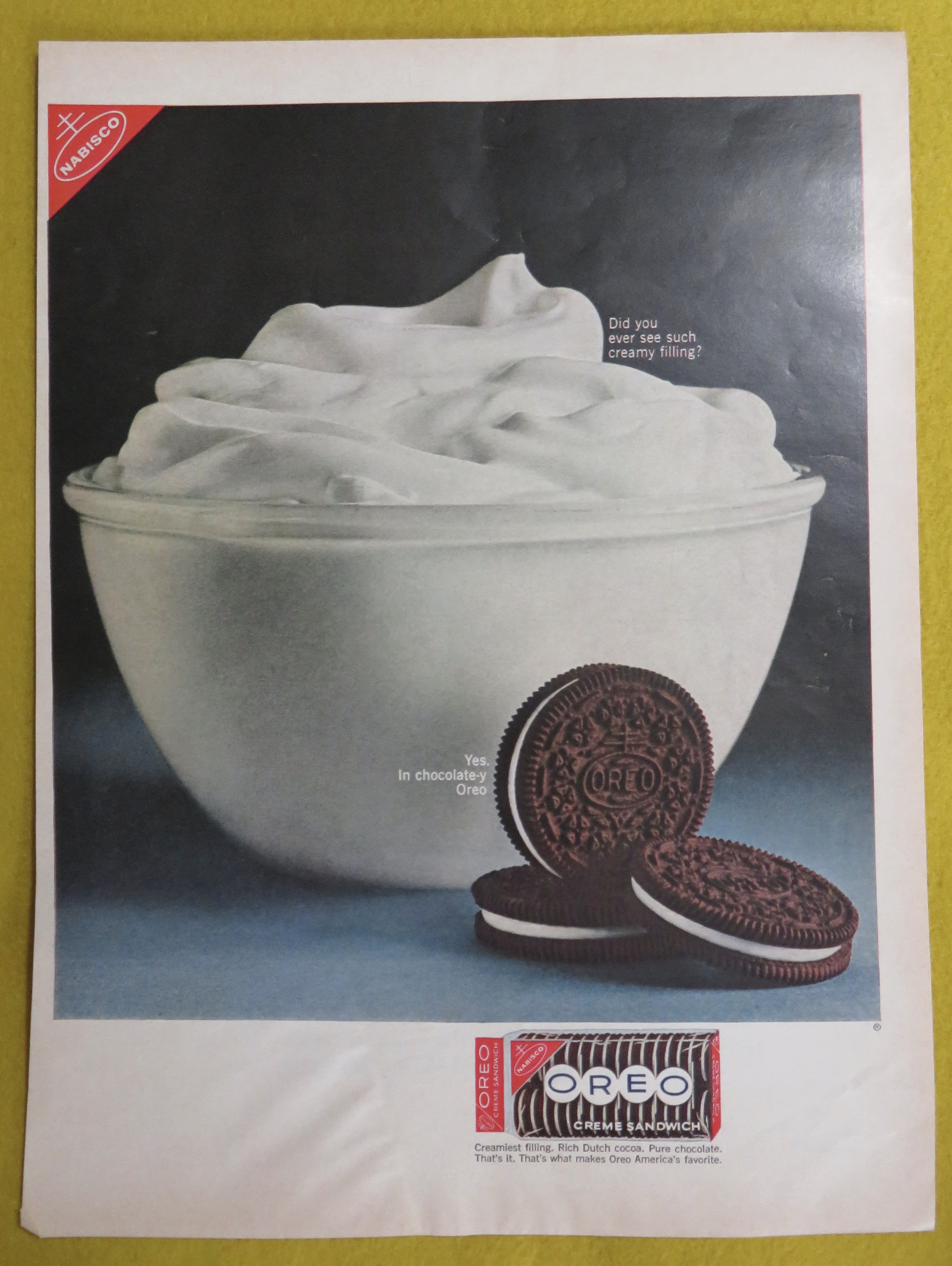 1964 Oreo Cookies with Oreo Creme Sandwich