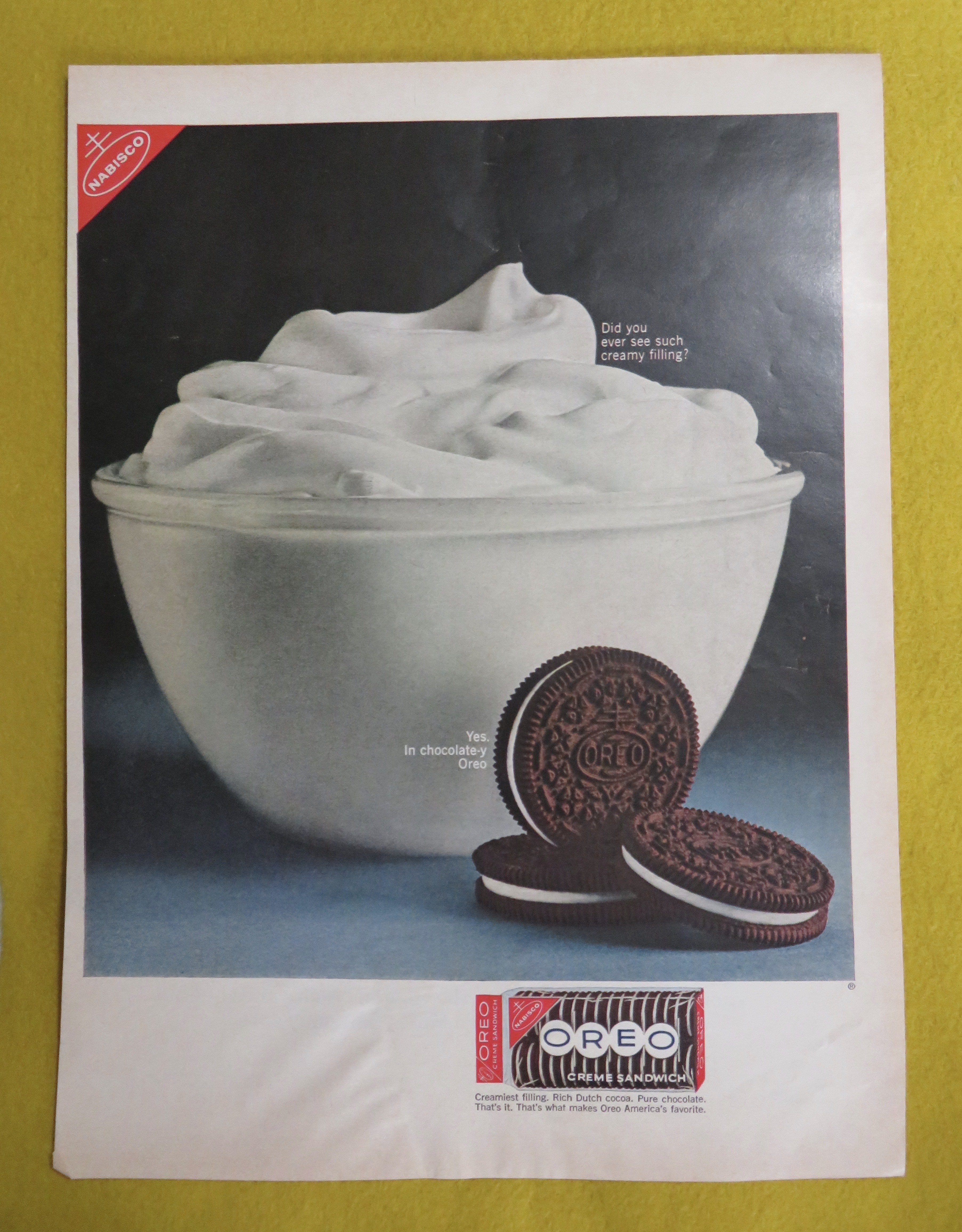 1964 Oreo Cookies with Oreo Creme Sandwich