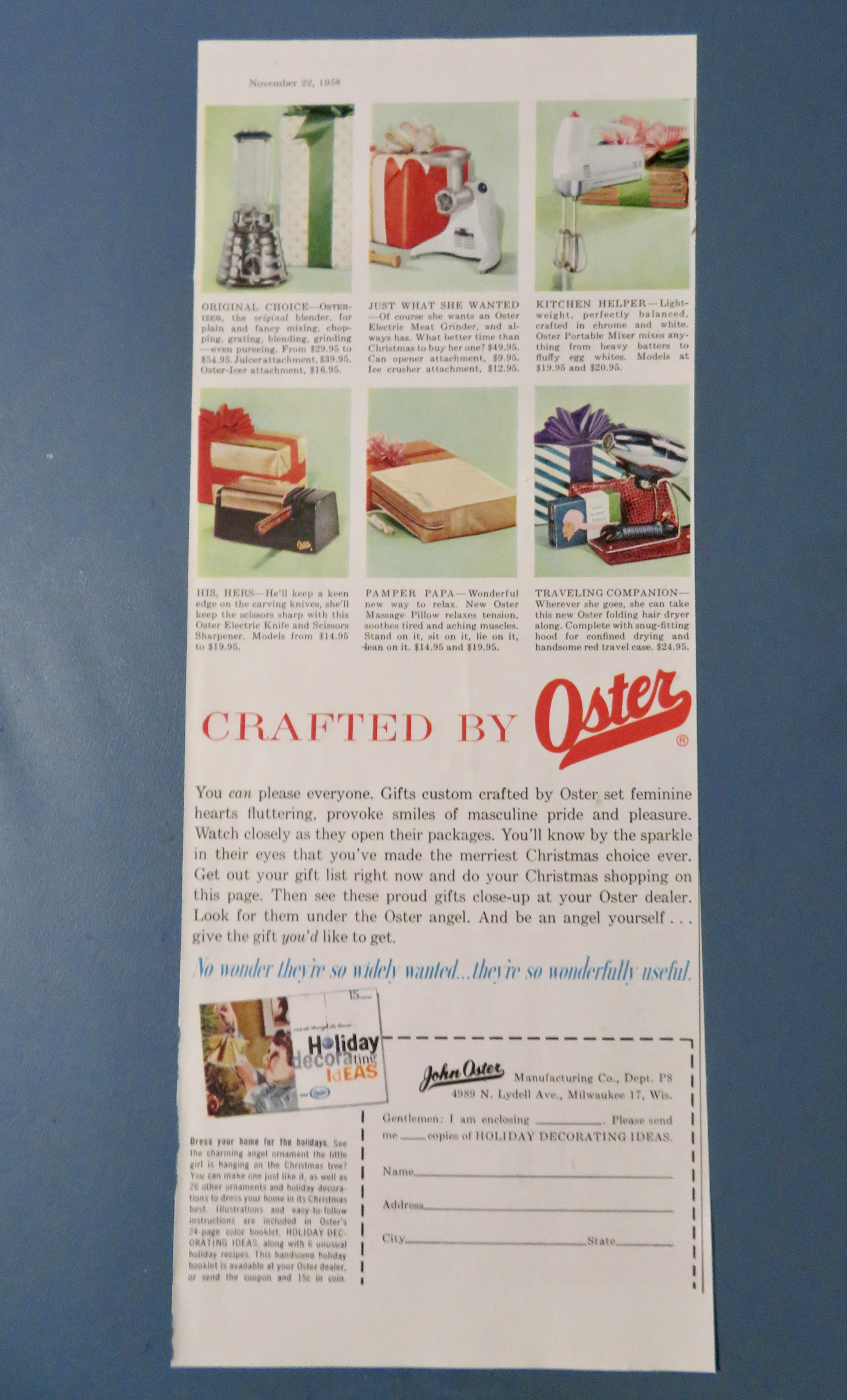 1958 Oster with Gifts Custom Crafted