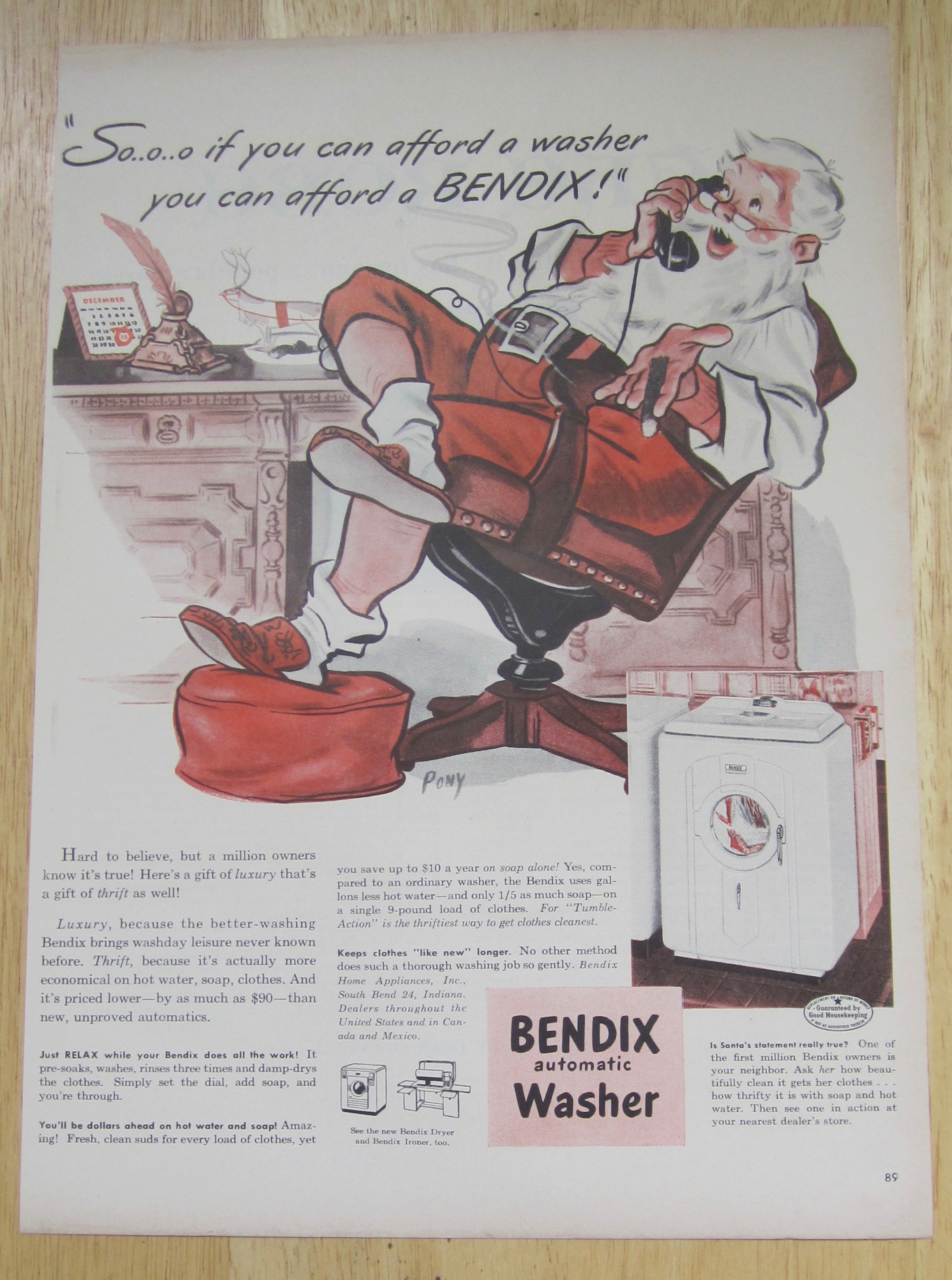 1947 Bendix Automatic Washer with Santa Claus in Chair
