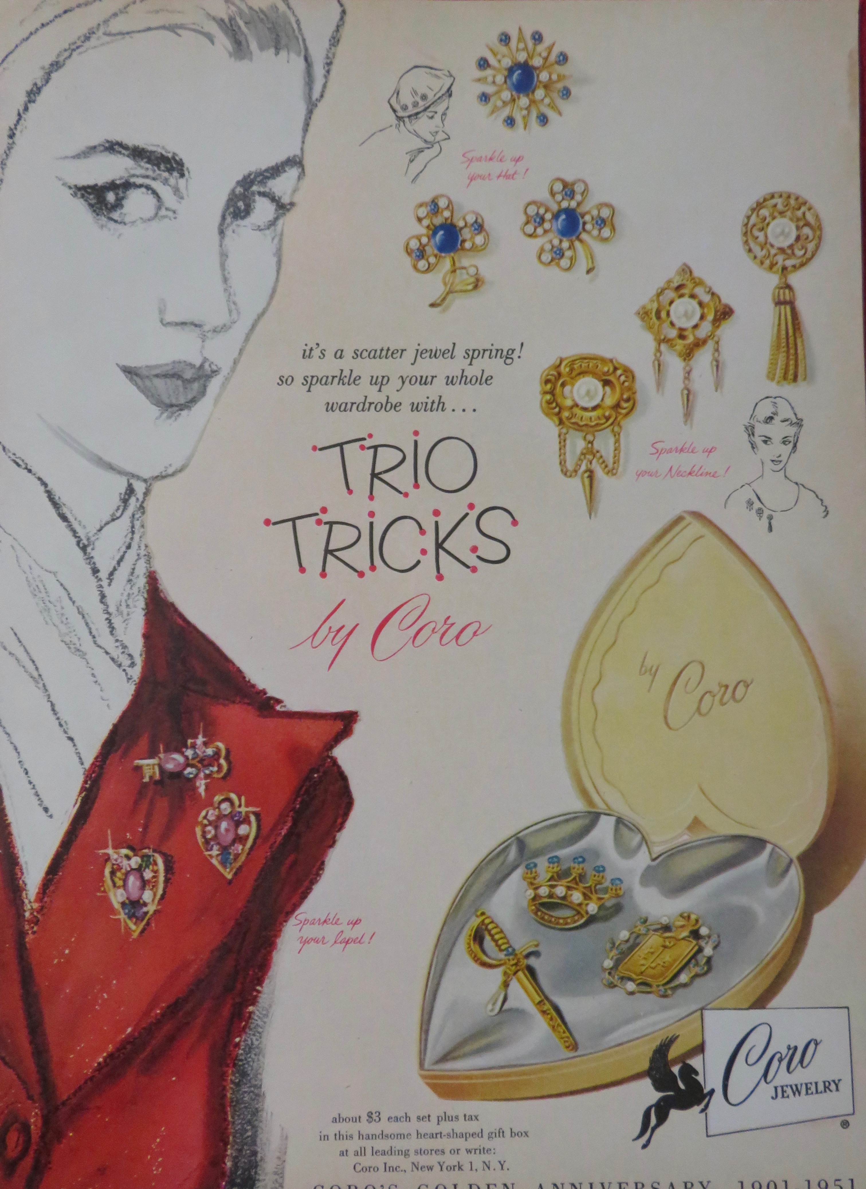 1951 Coro Jewelry with Trio Tricks