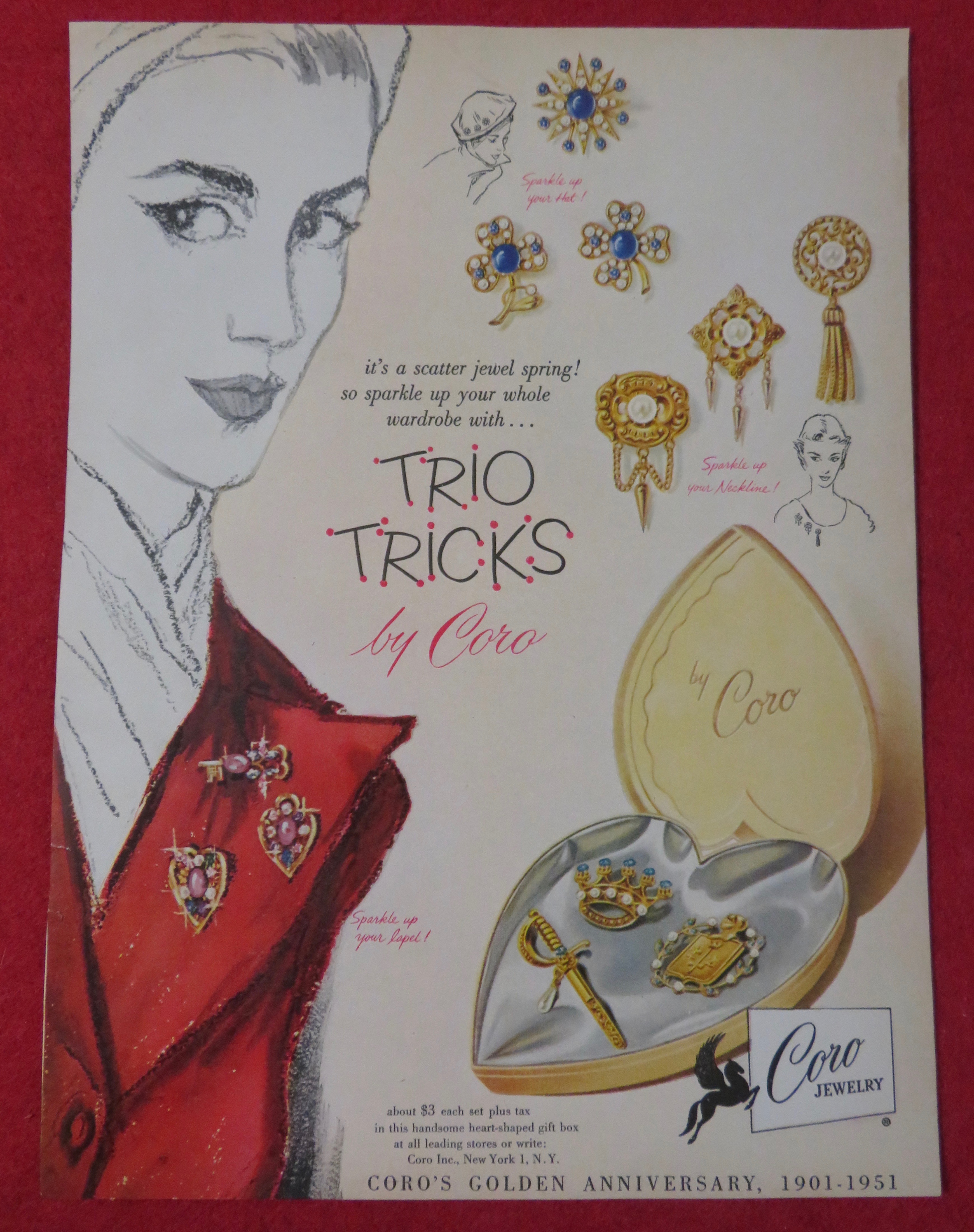 1951 Coro Jewelry with Trio Tricks