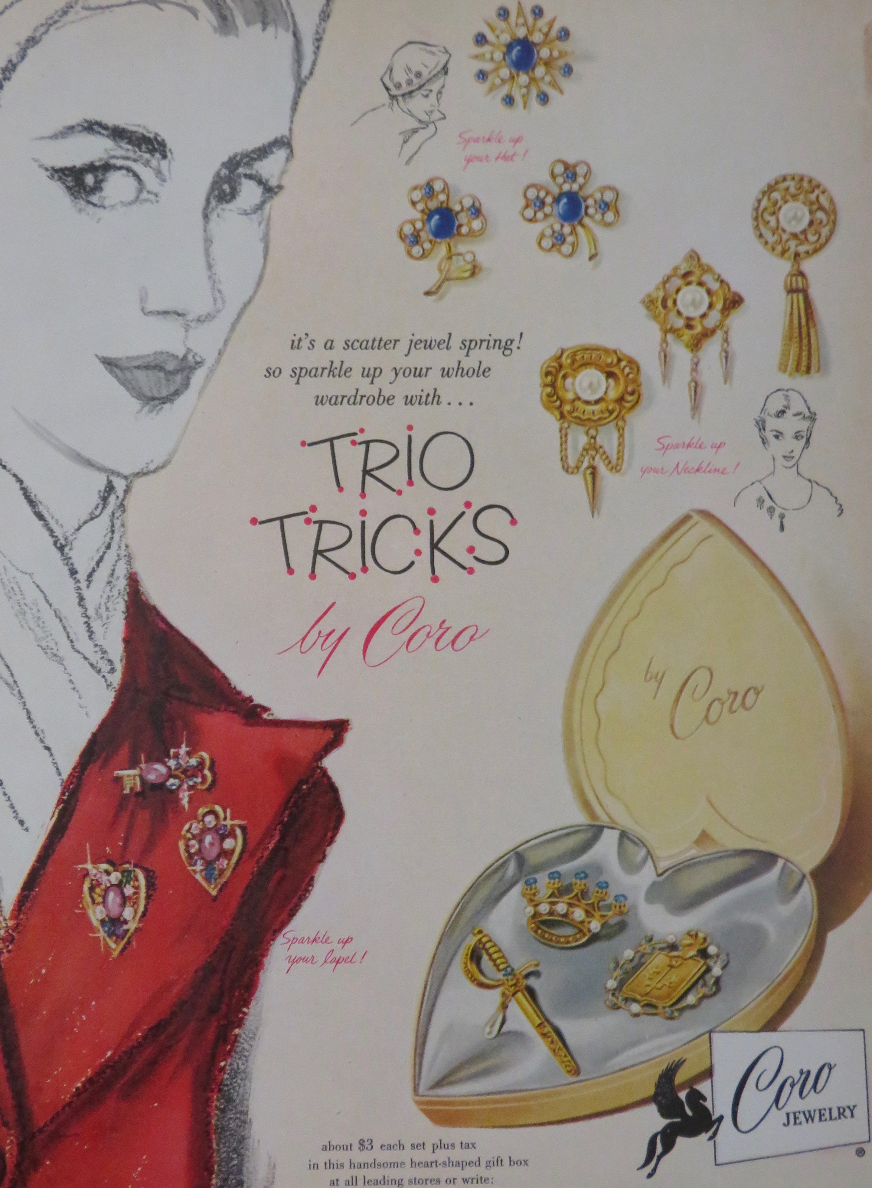 1951 Coro Jewelry with Trio Tricks