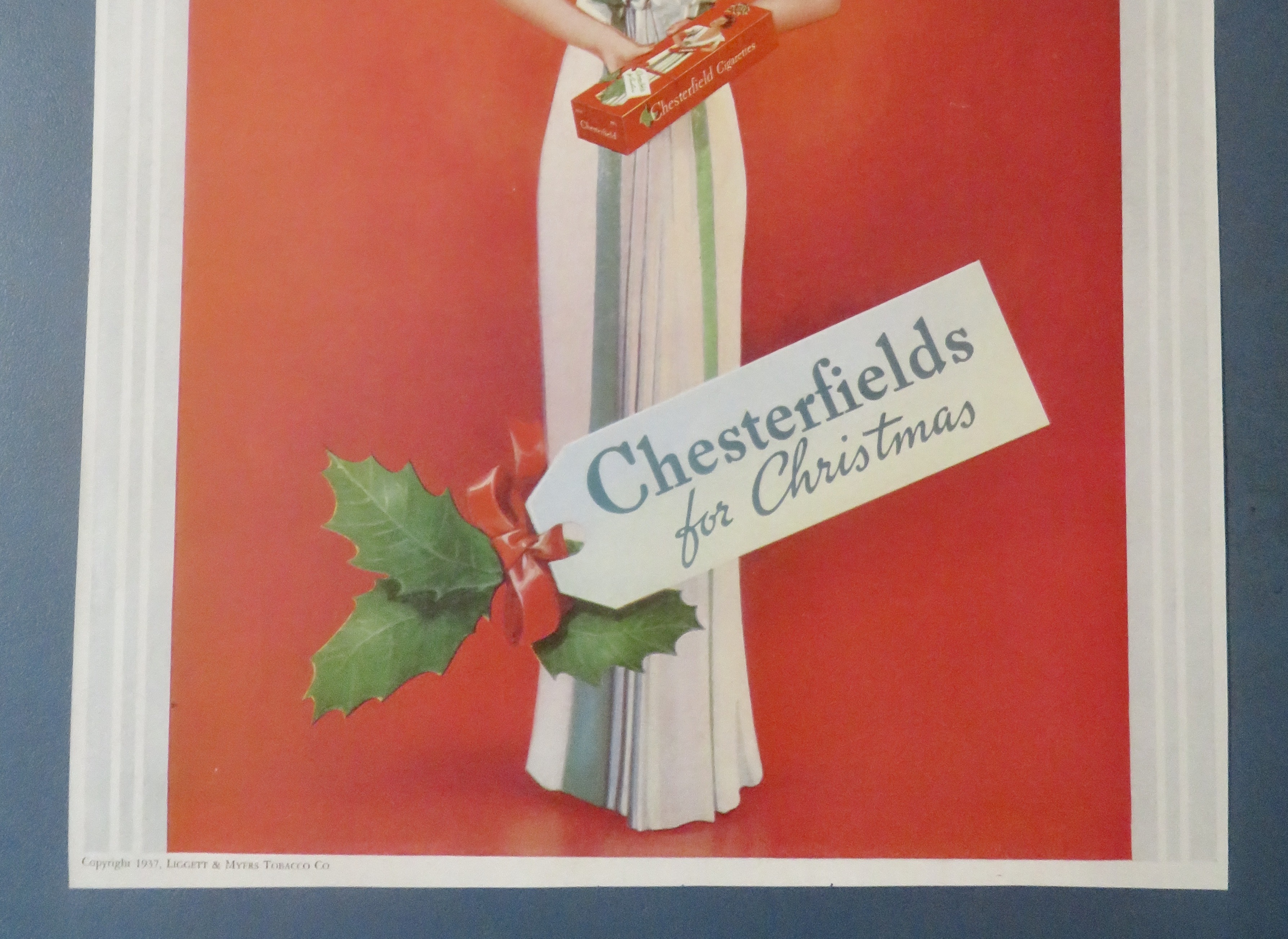 1937 Chesterfield Cigarettes with Woman In Dress