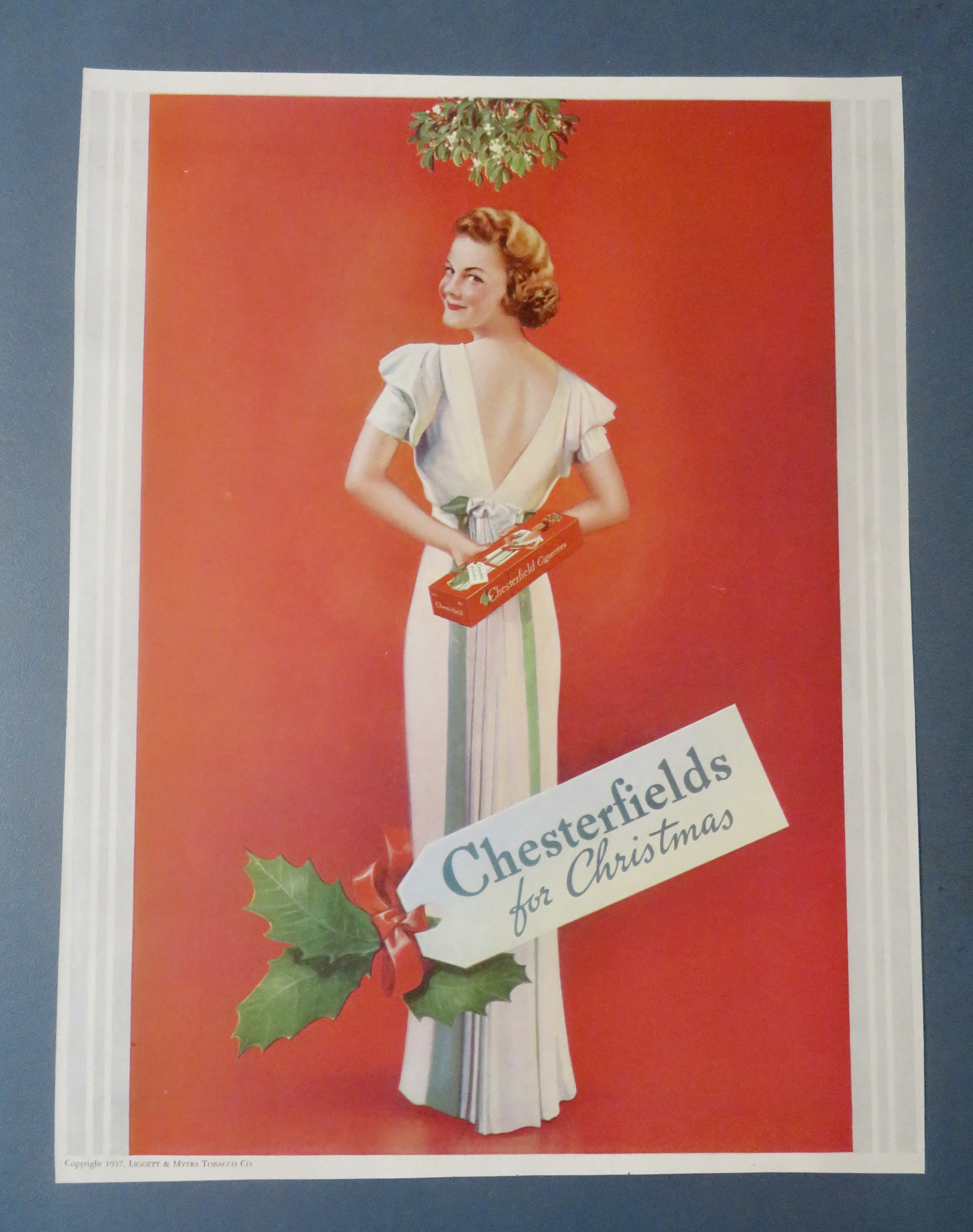 1937 Chesterfield Cigarettes with Woman In Dress