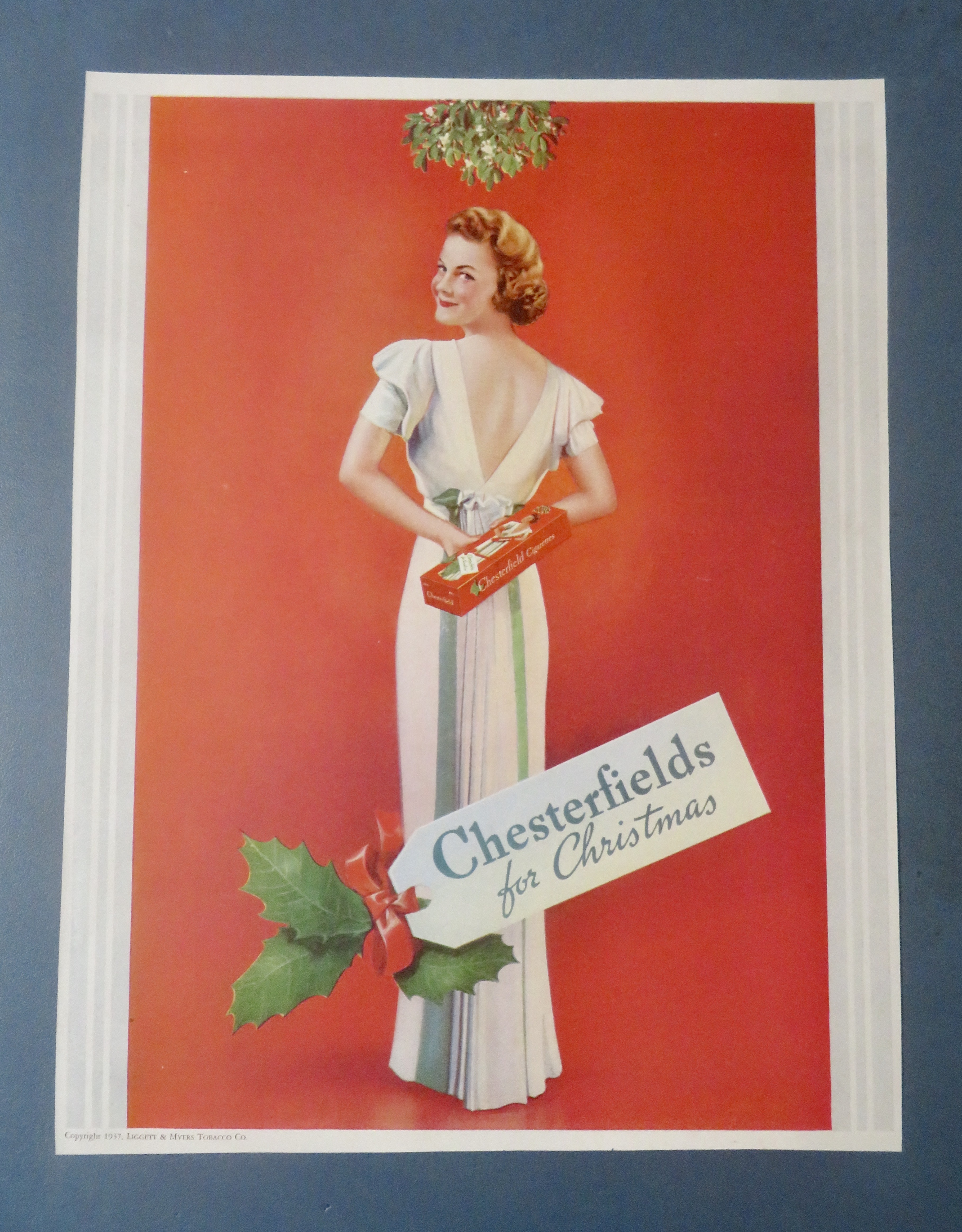 1937 Chesterfield Cigarettes with Woman In Dress