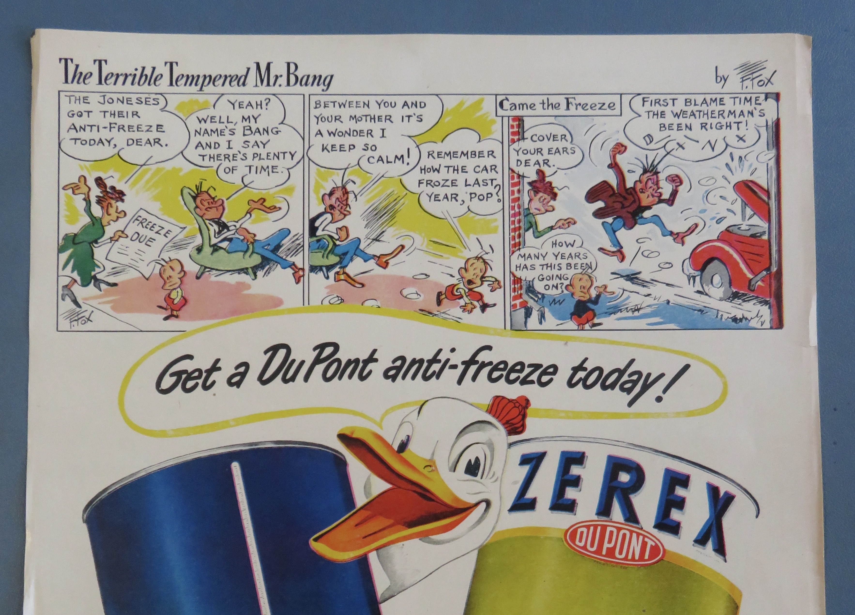 1940's Du Pont Zerex Anti Freeze with Duck Between Cans