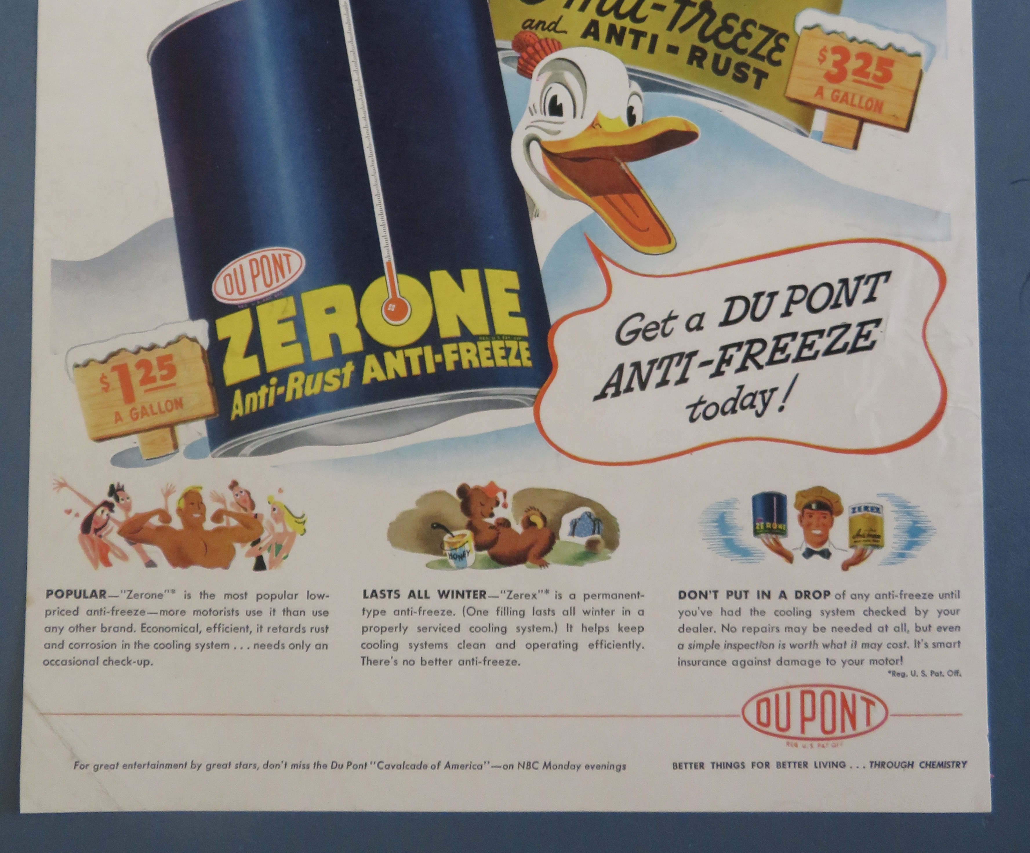 1940's Du Pont Zerex Anti Freeze with Duck Between Cans