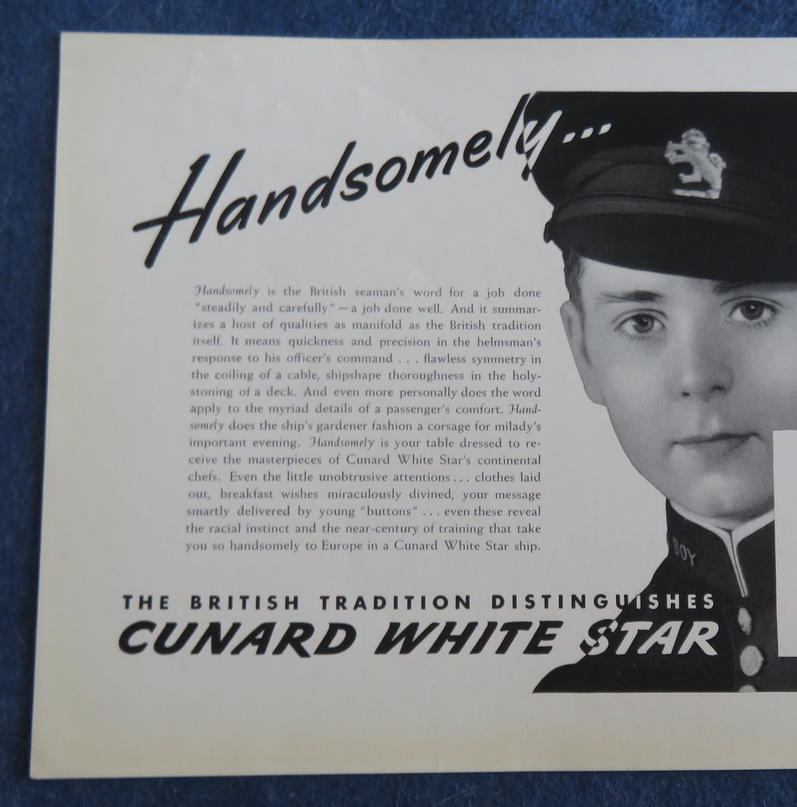 1938 Cunard White Star with Handsome Little Boy