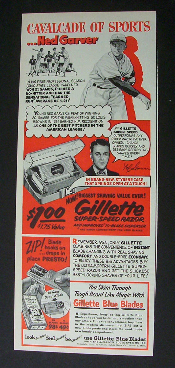 1952 Gillette Super-Speed Razor w/ Ned  Garver