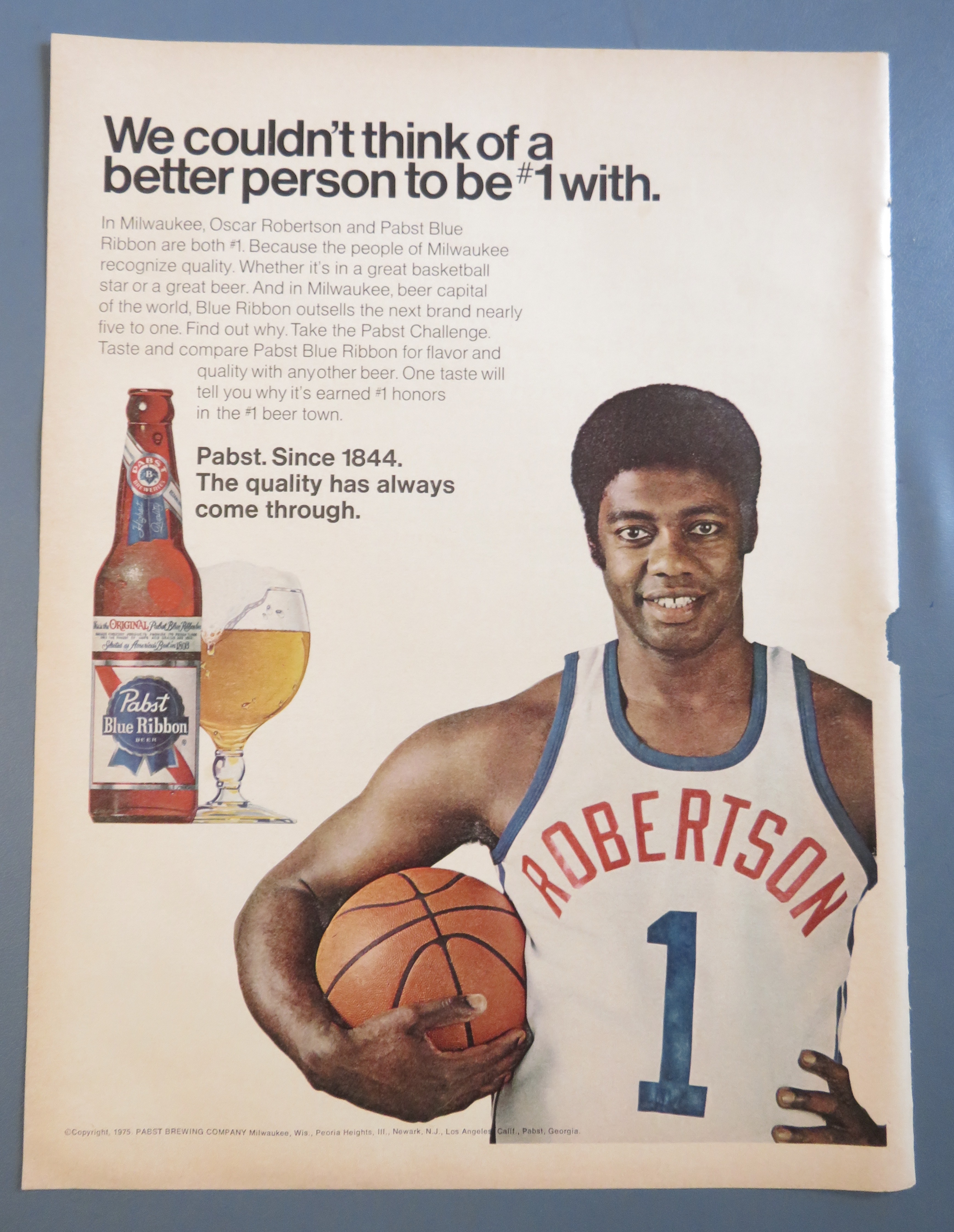 1975 Pabst Blue Ribbon Beer with Oscar Robertson