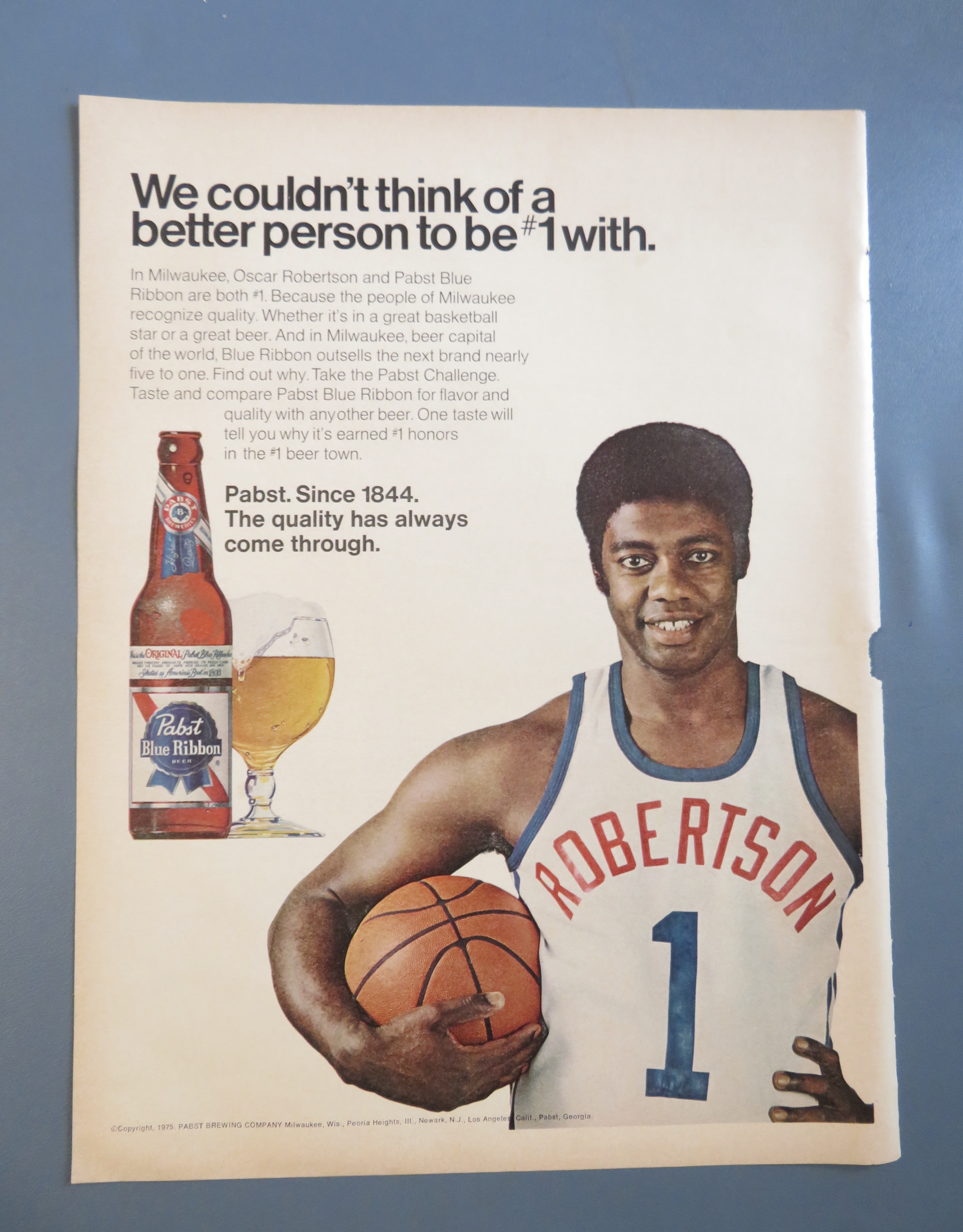 1975 Pabst Blue Ribbon Beer with Oscar Robertson