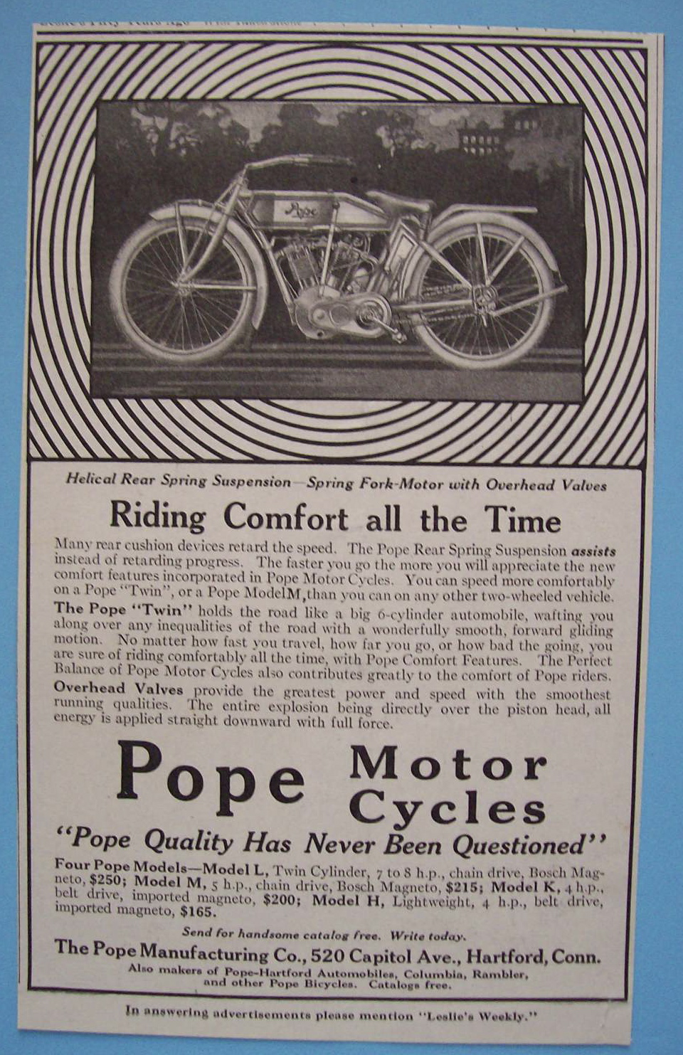 Vintage Ad: 1913 Pope Motorcycles