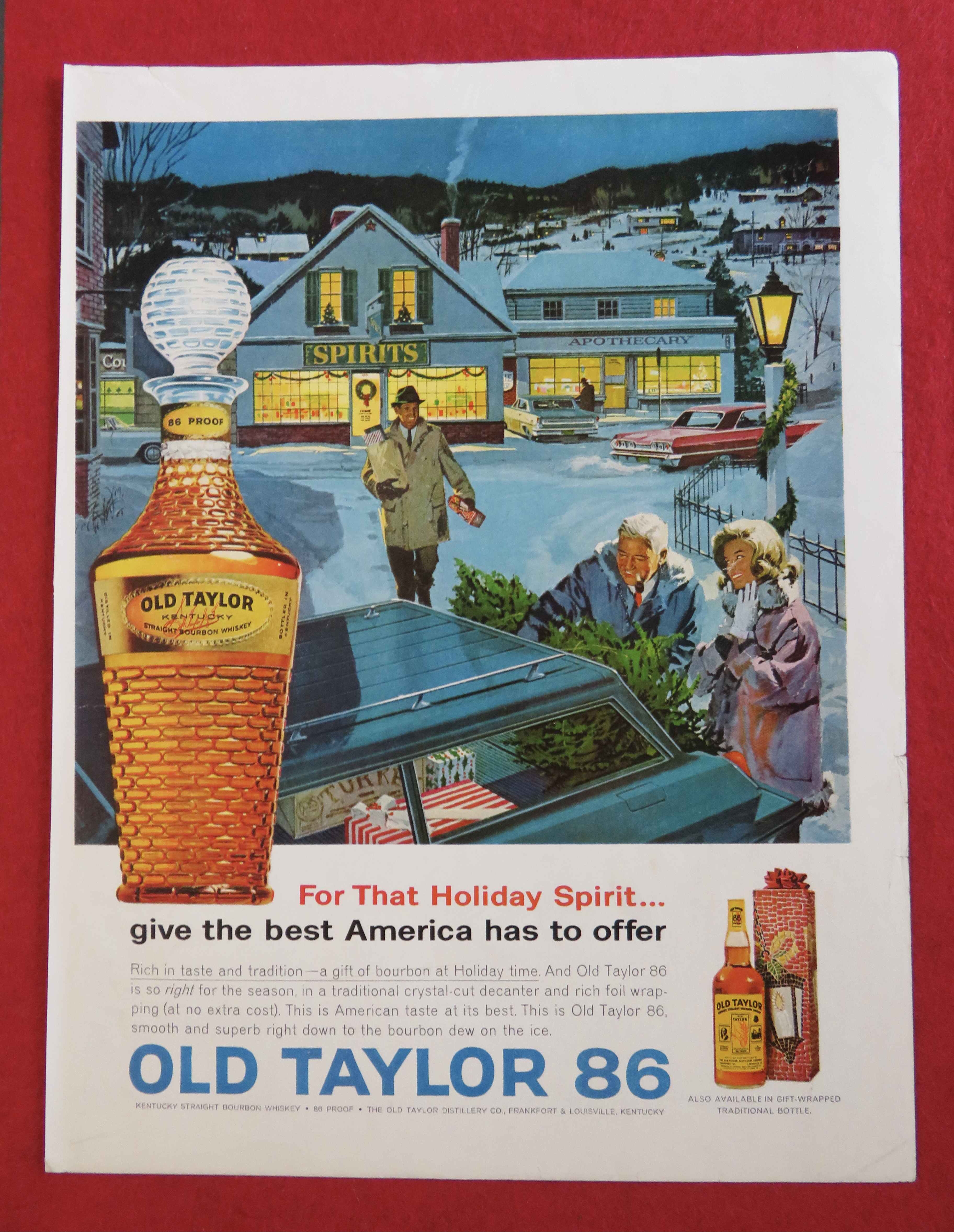 1963 Old Taylor 86 Whiskey w/ People Christmas Shopping