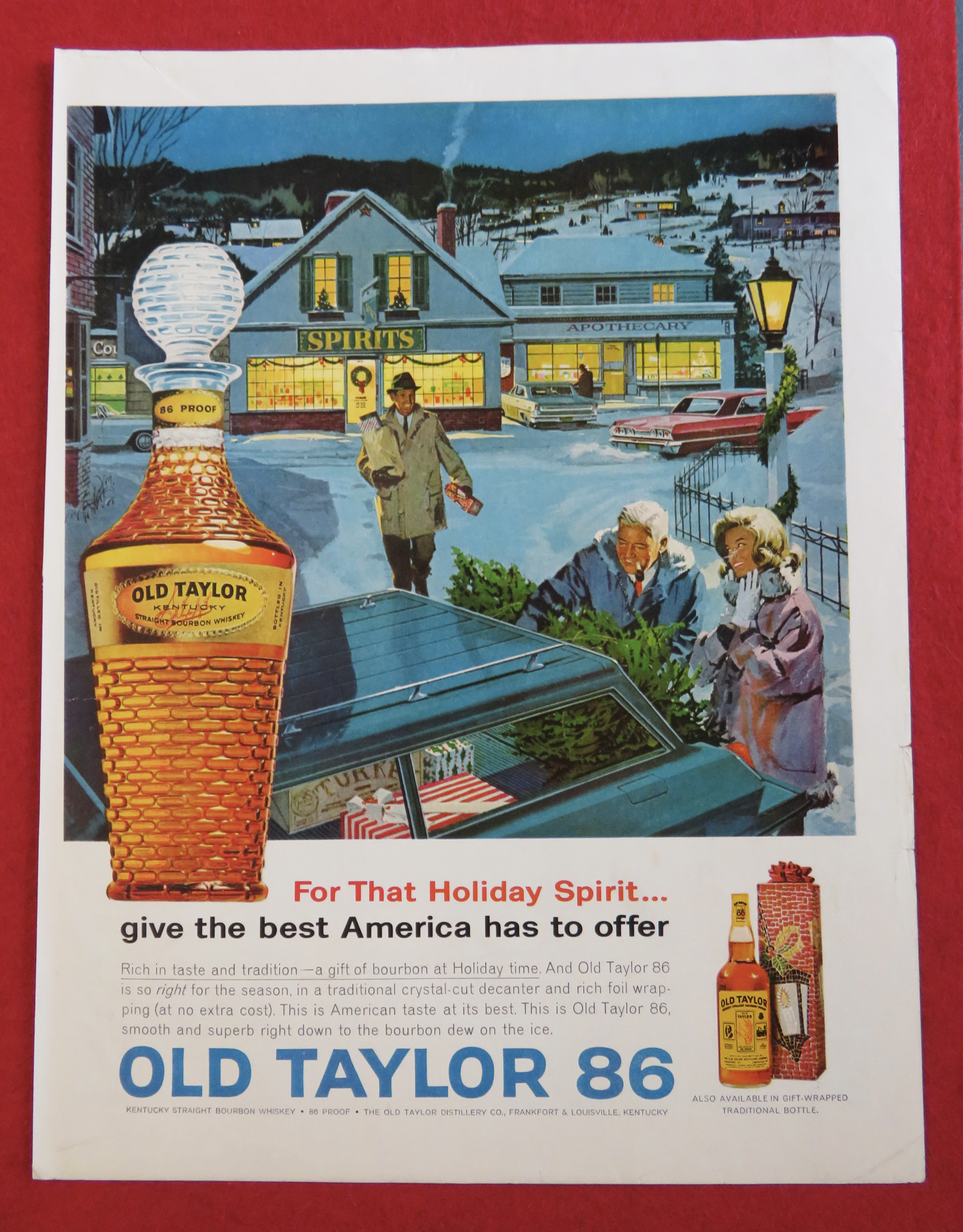 1963 Old Taylor 86 Whiskey w/ People Christmas Shopping