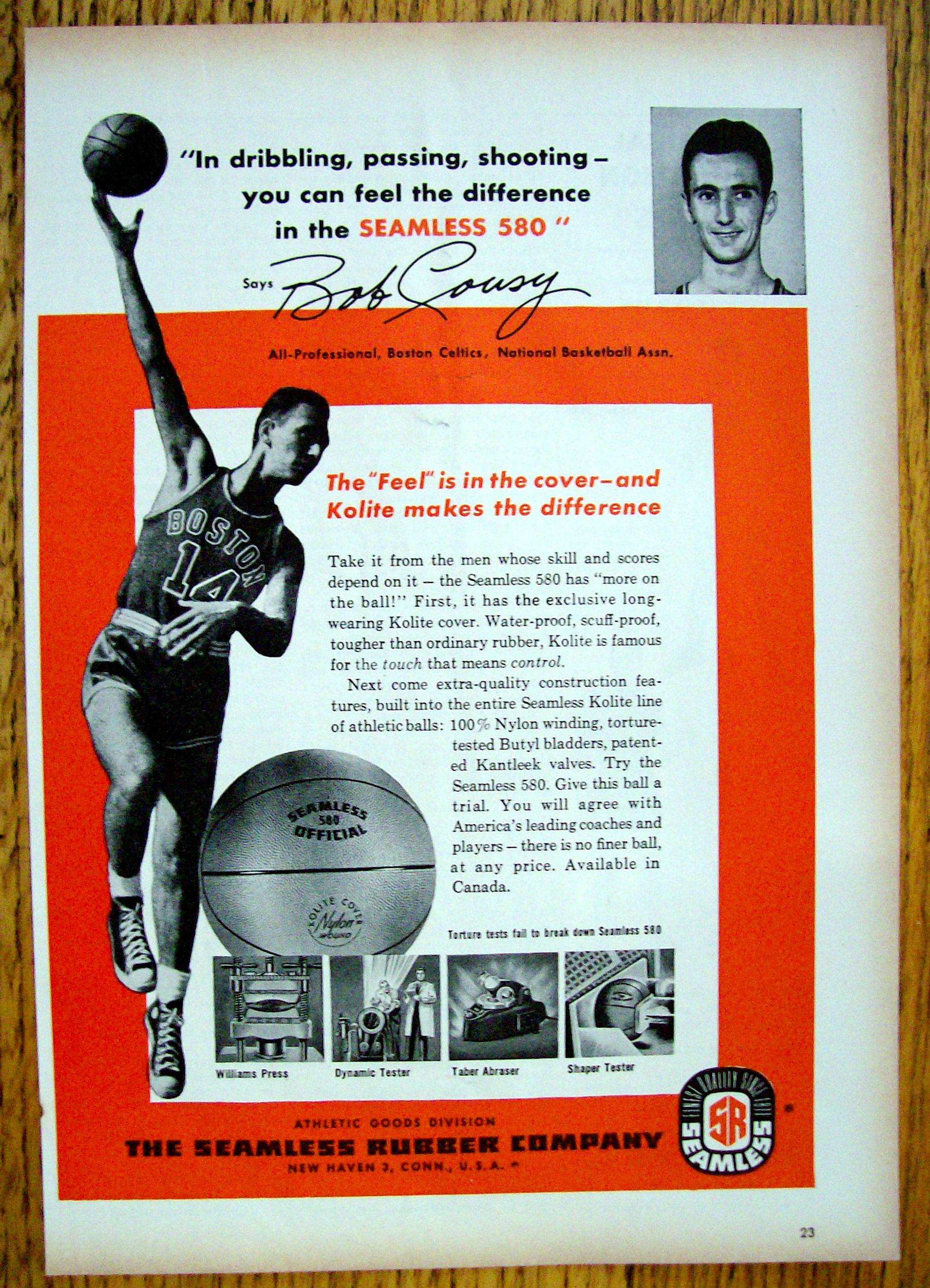 1955 Seamless 580 Basketball with Bob Cousy