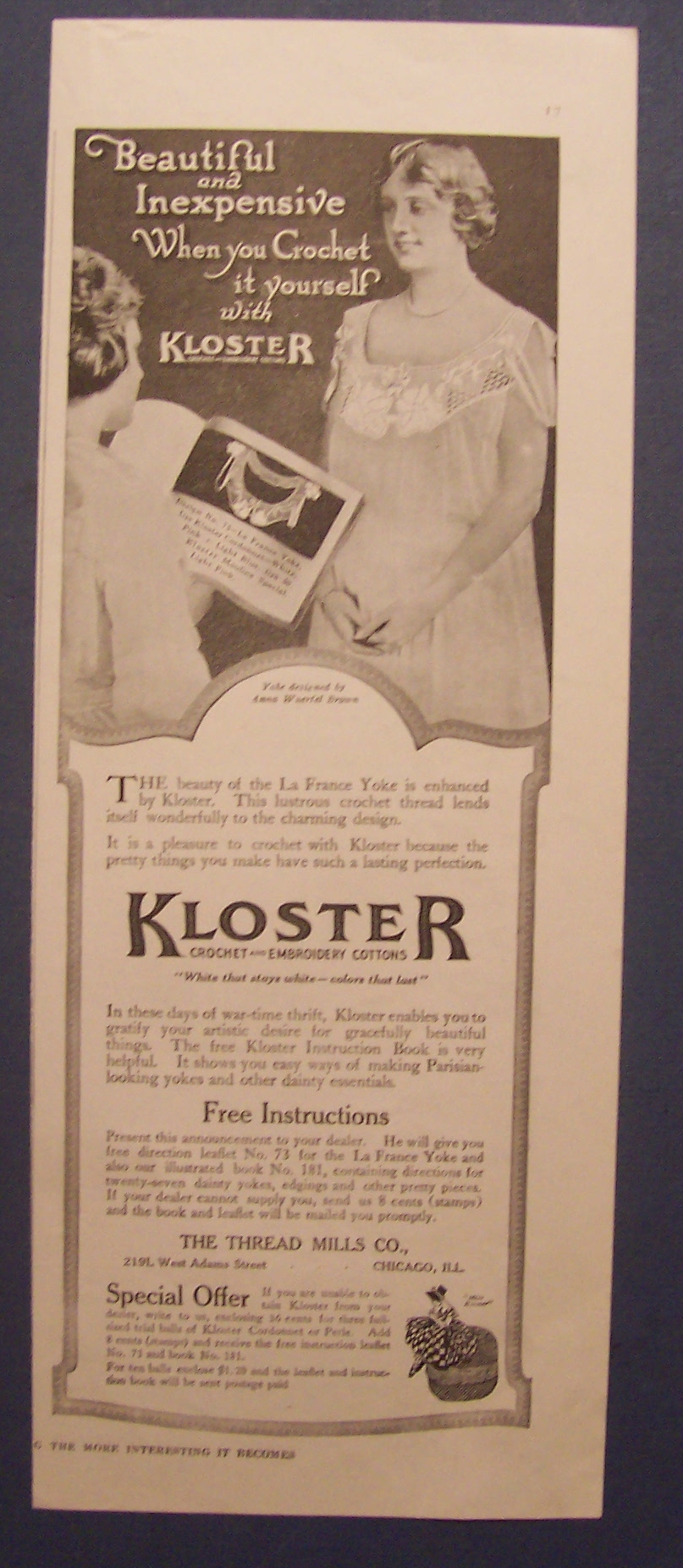 1918  Kloster  Crochet  &  Embroidery  Cottons