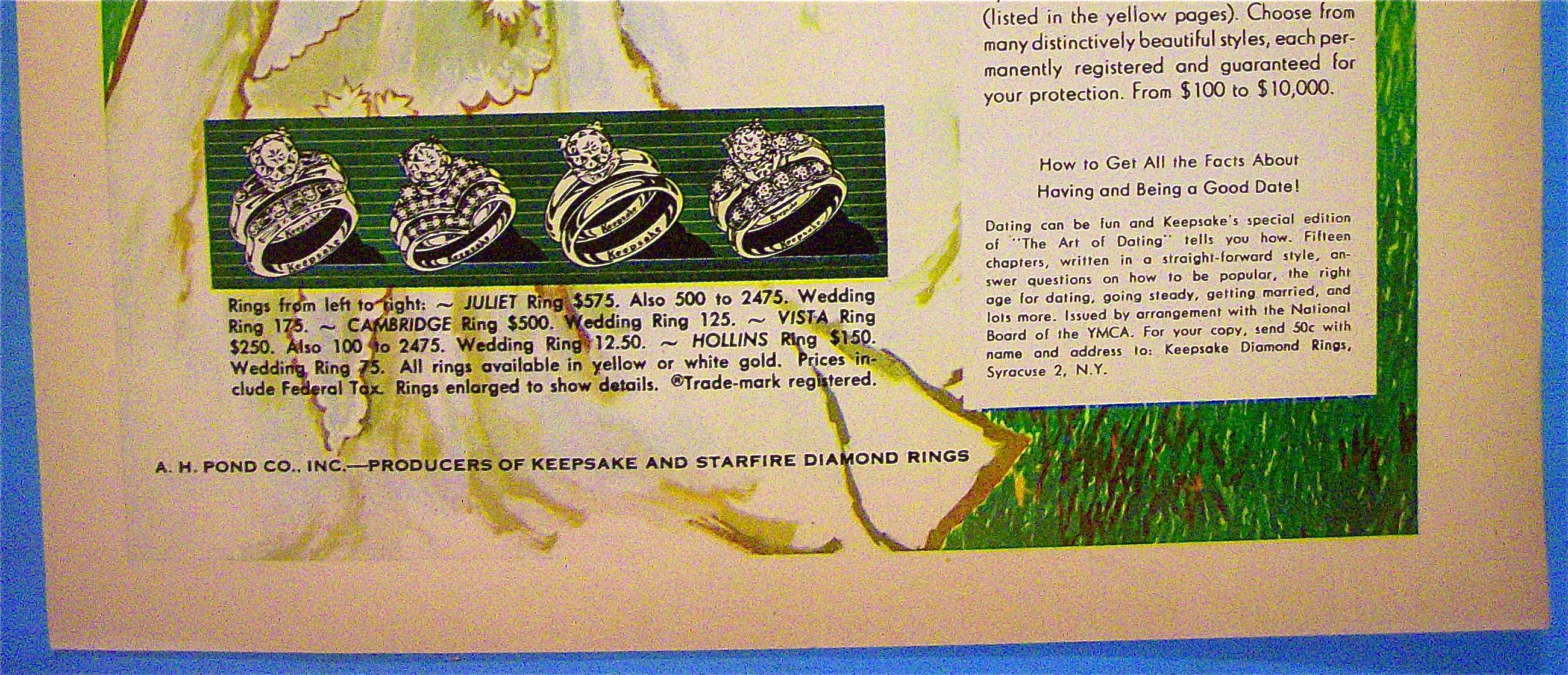 1960 Keepsake Diamond Rings with Lovely Bride & Groom