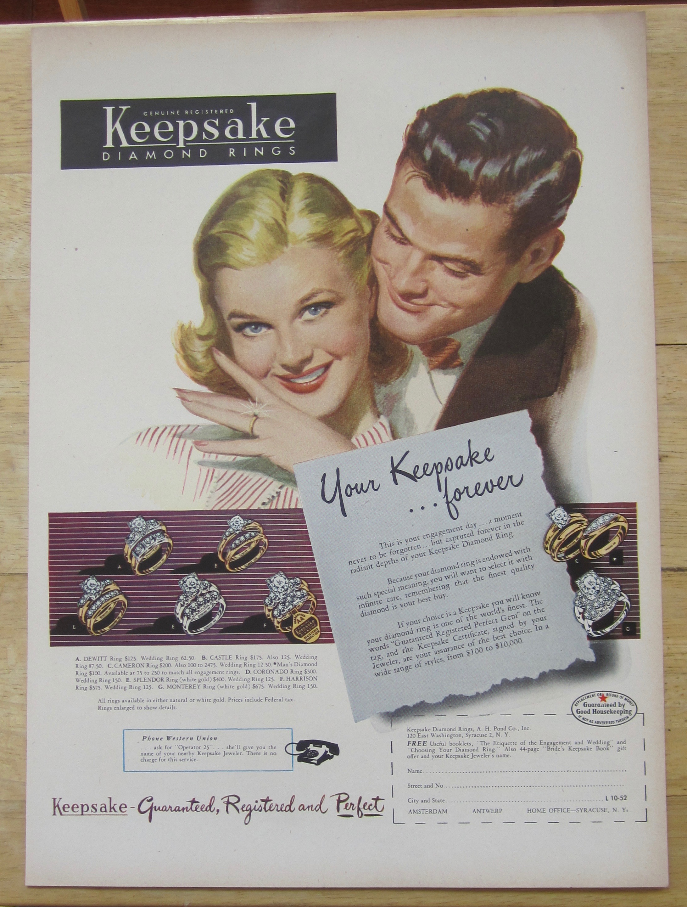 1952 Keepsake Diamond Rings with Woman Smiling