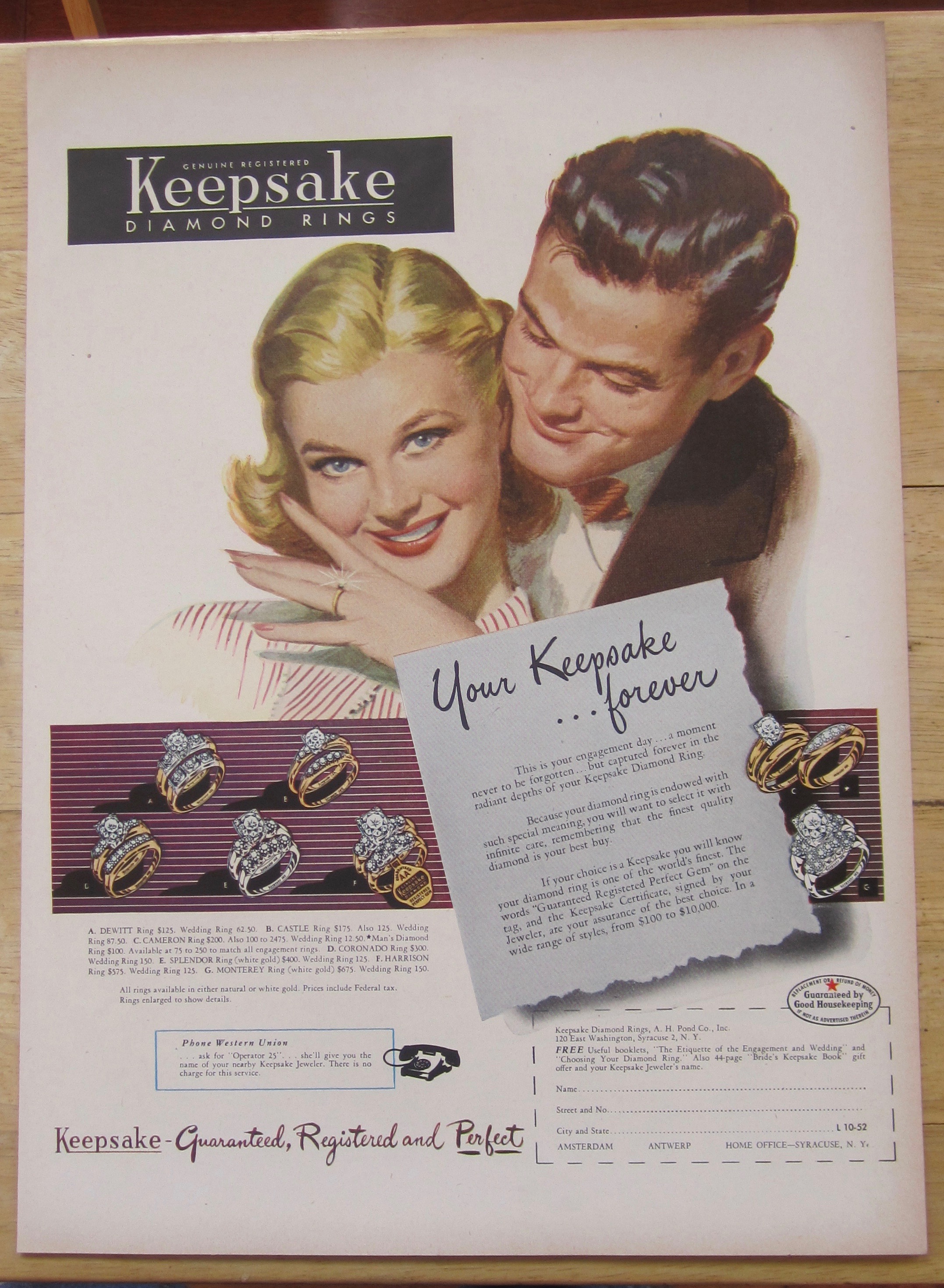 1952 Keepsake Diamond Rings with Woman Smiling