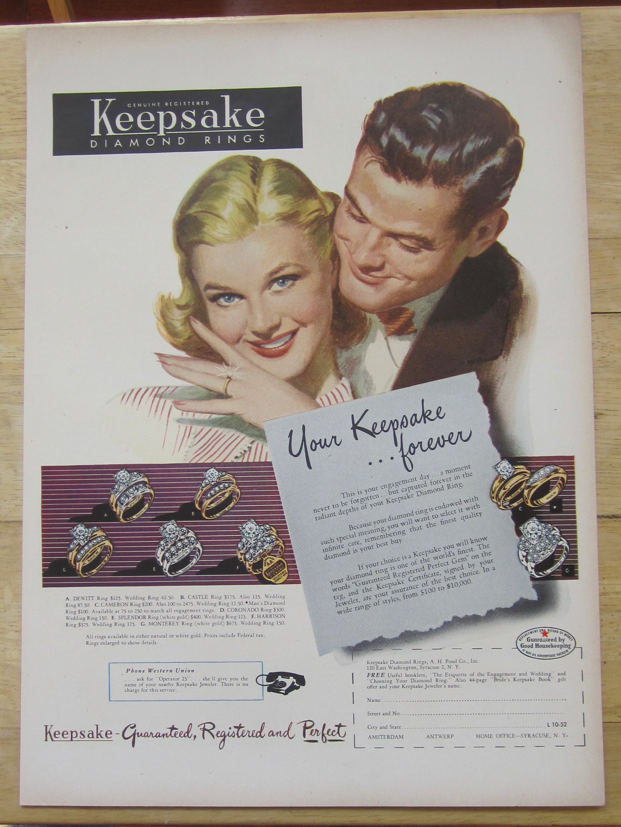 1952 Keepsake Diamond Rings with Woman Smiling