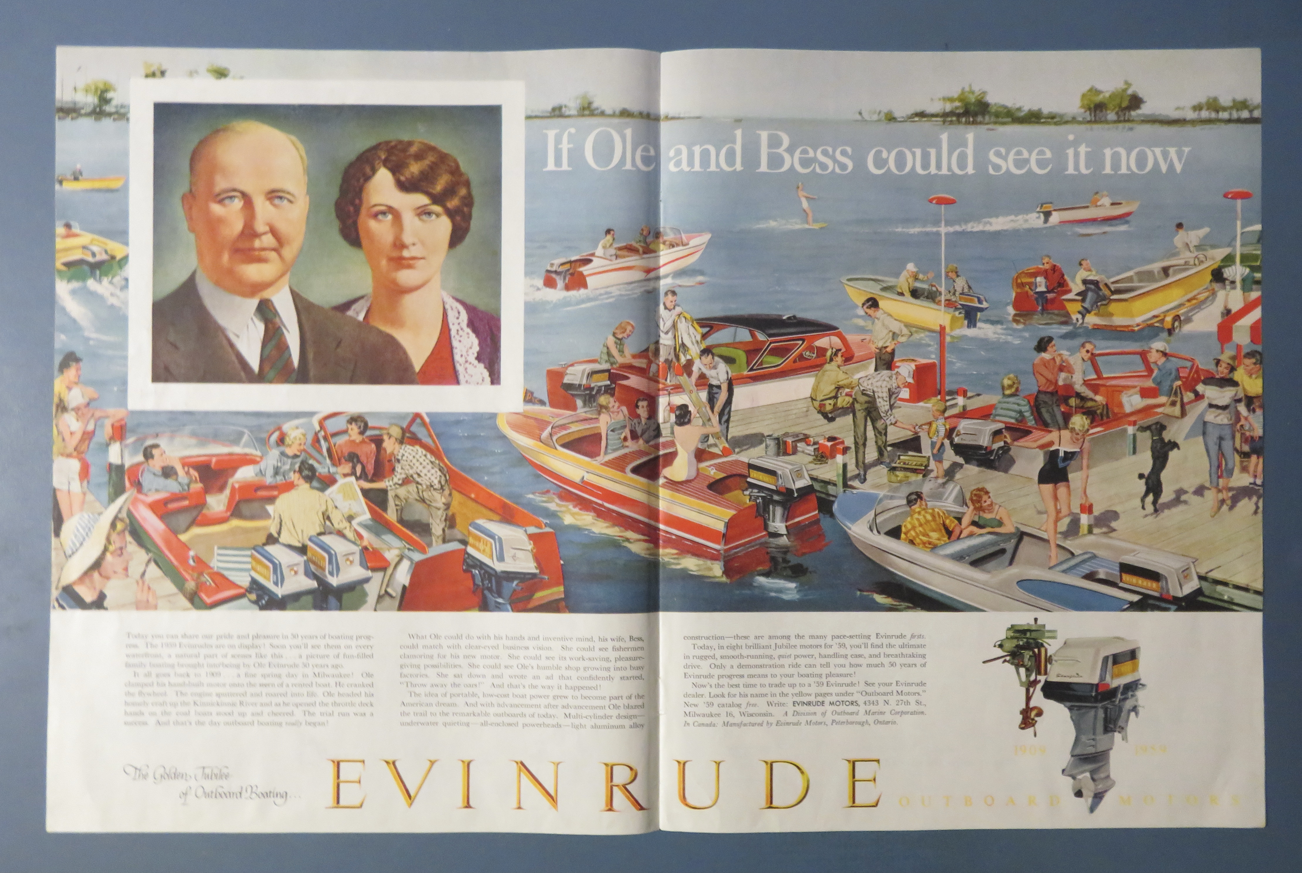 1958 Evinrude with Ole & Bess Evinrude