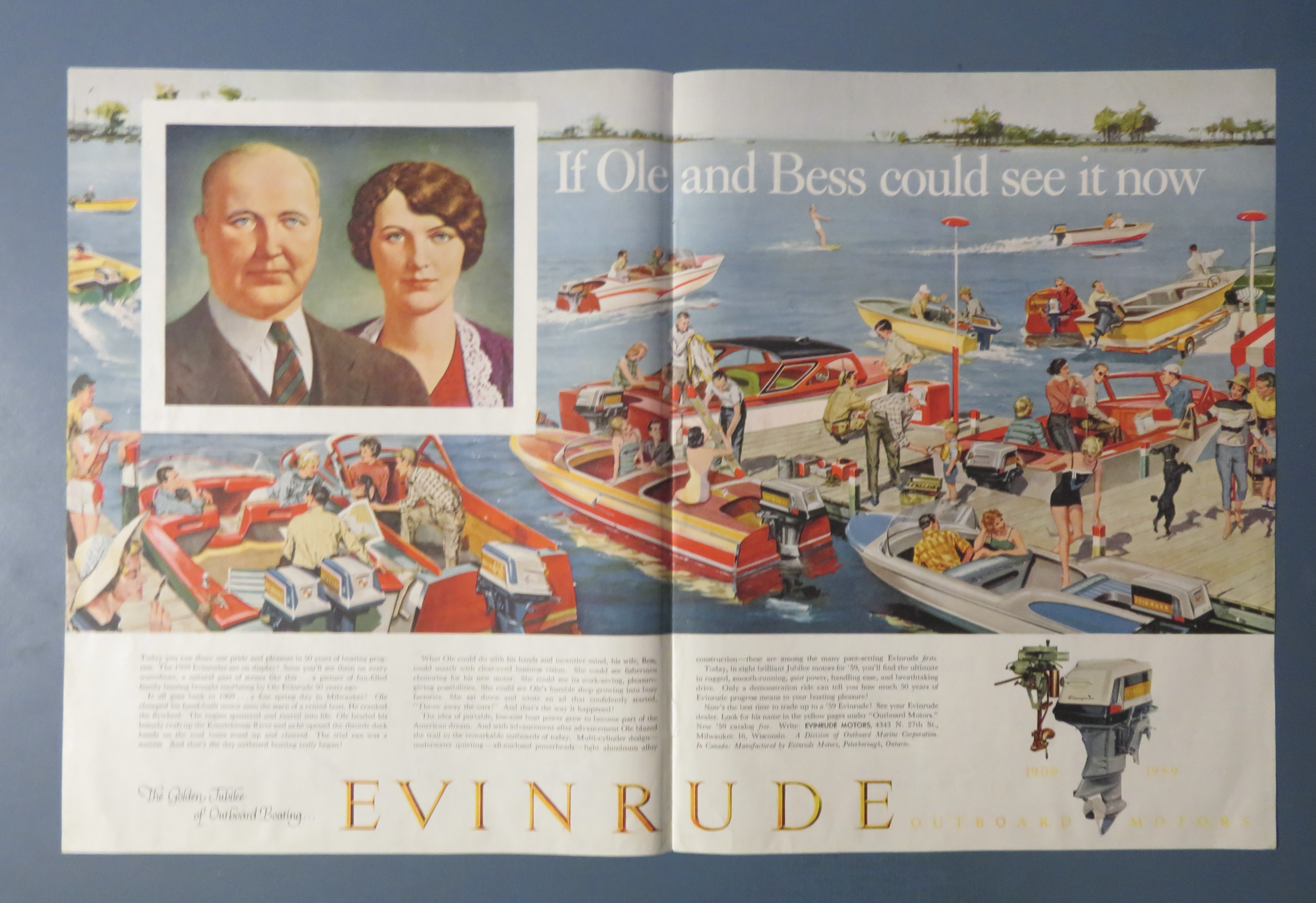 1958 Evinrude with Ole & Bess Evinrude