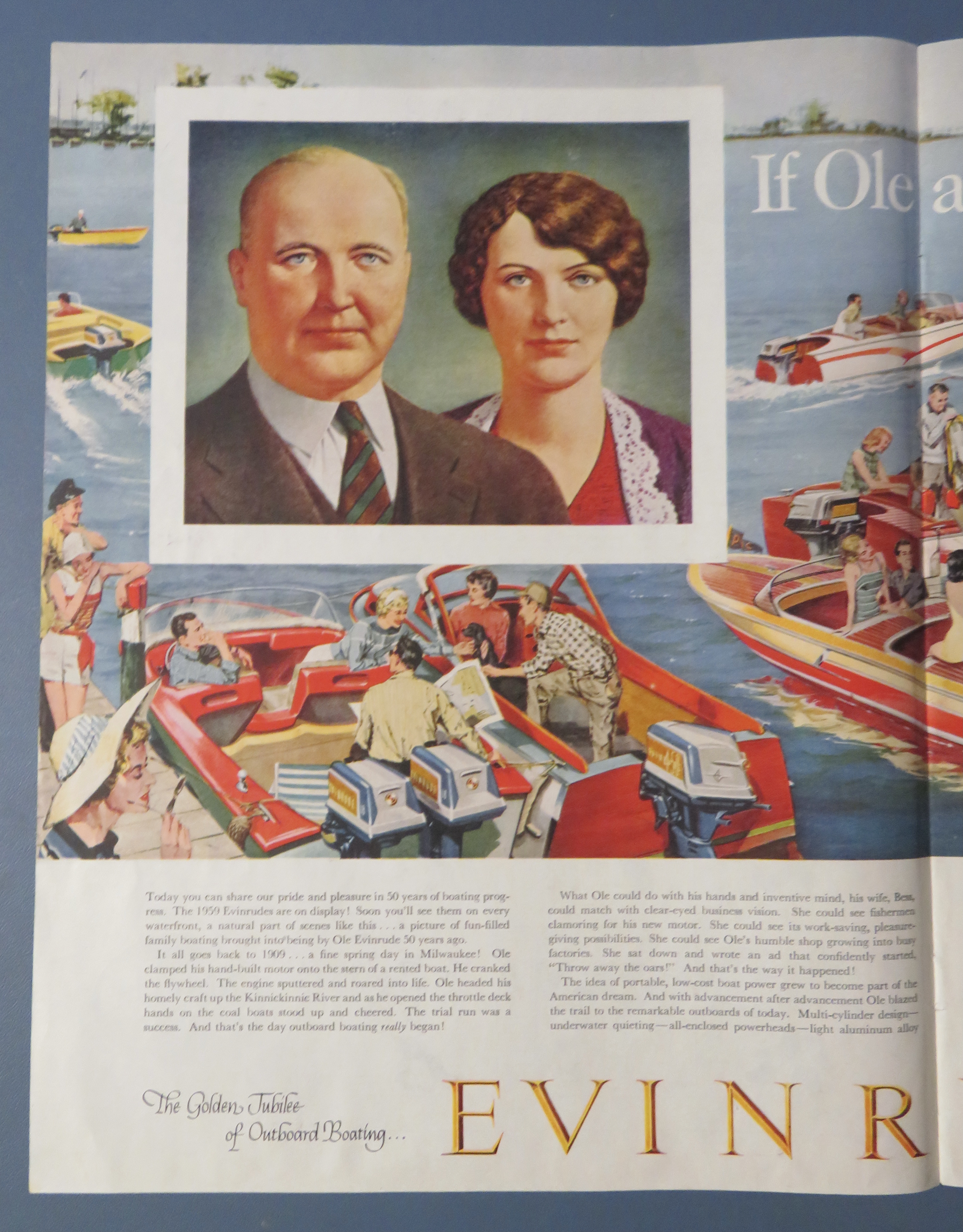 1958 Evinrude with Ole & Bess Evinrude
