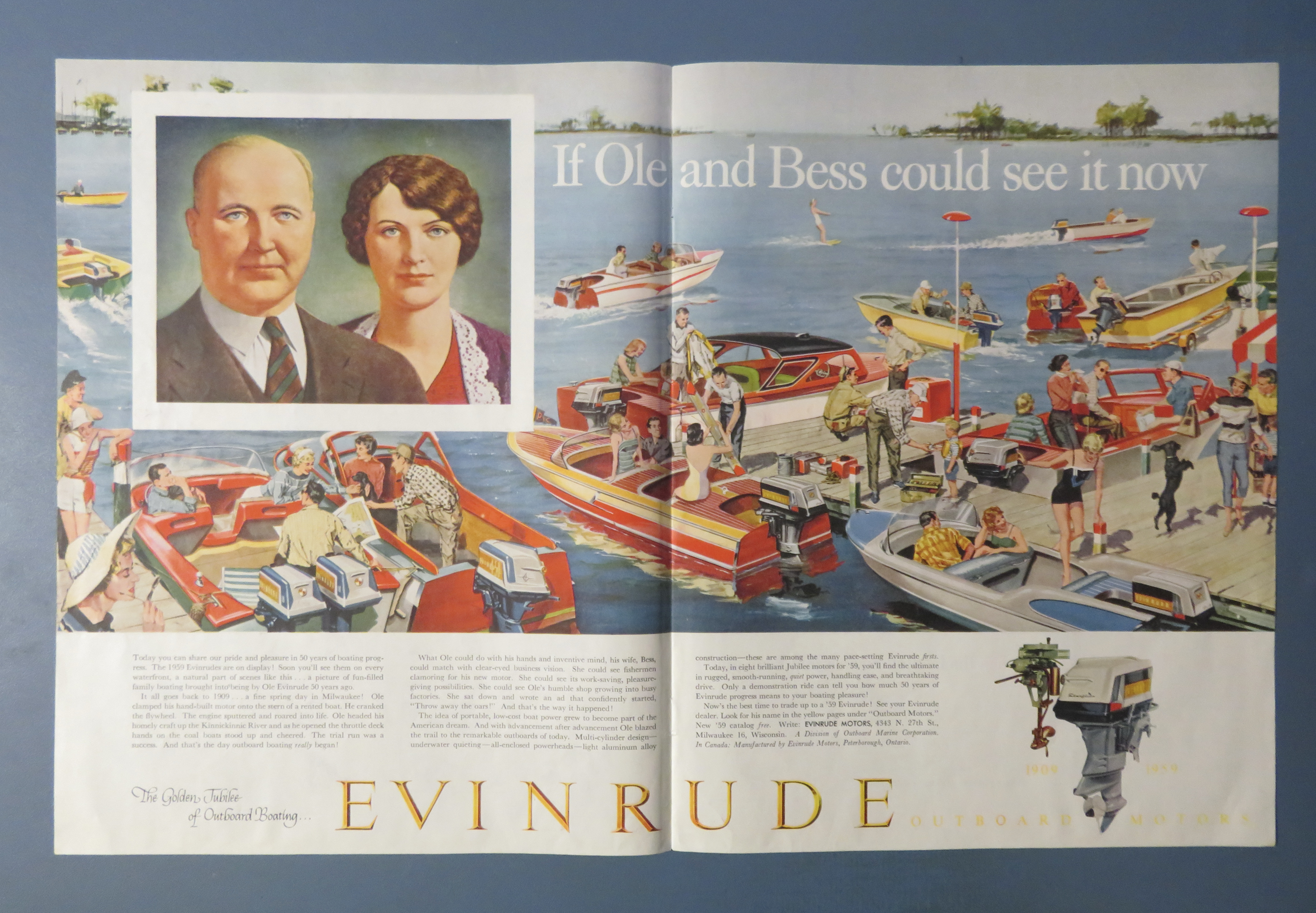 1958 Evinrude with Ole & Bess Evinrude