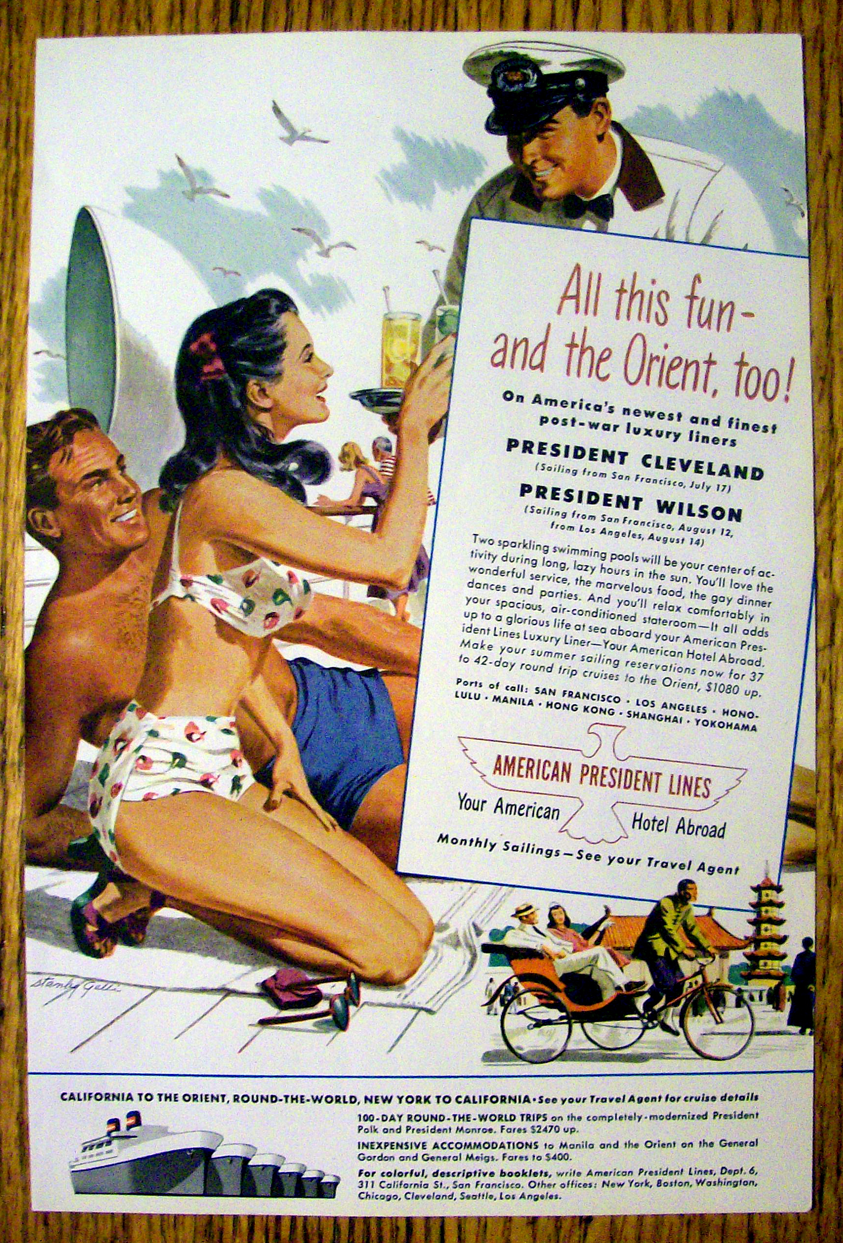 1948 American President Lines w/ Couple Getting Drinks