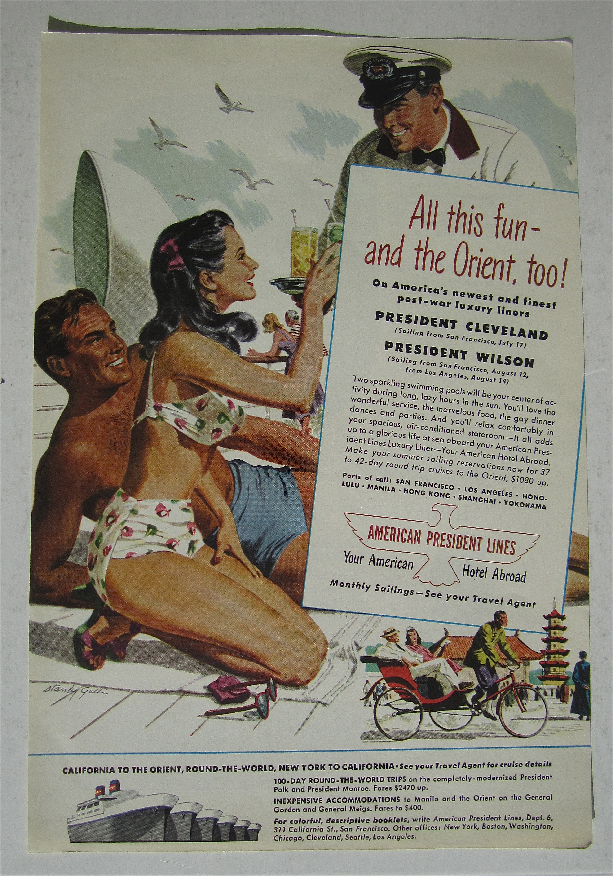 1948 American President Lines w/ Couple Getting Drinks