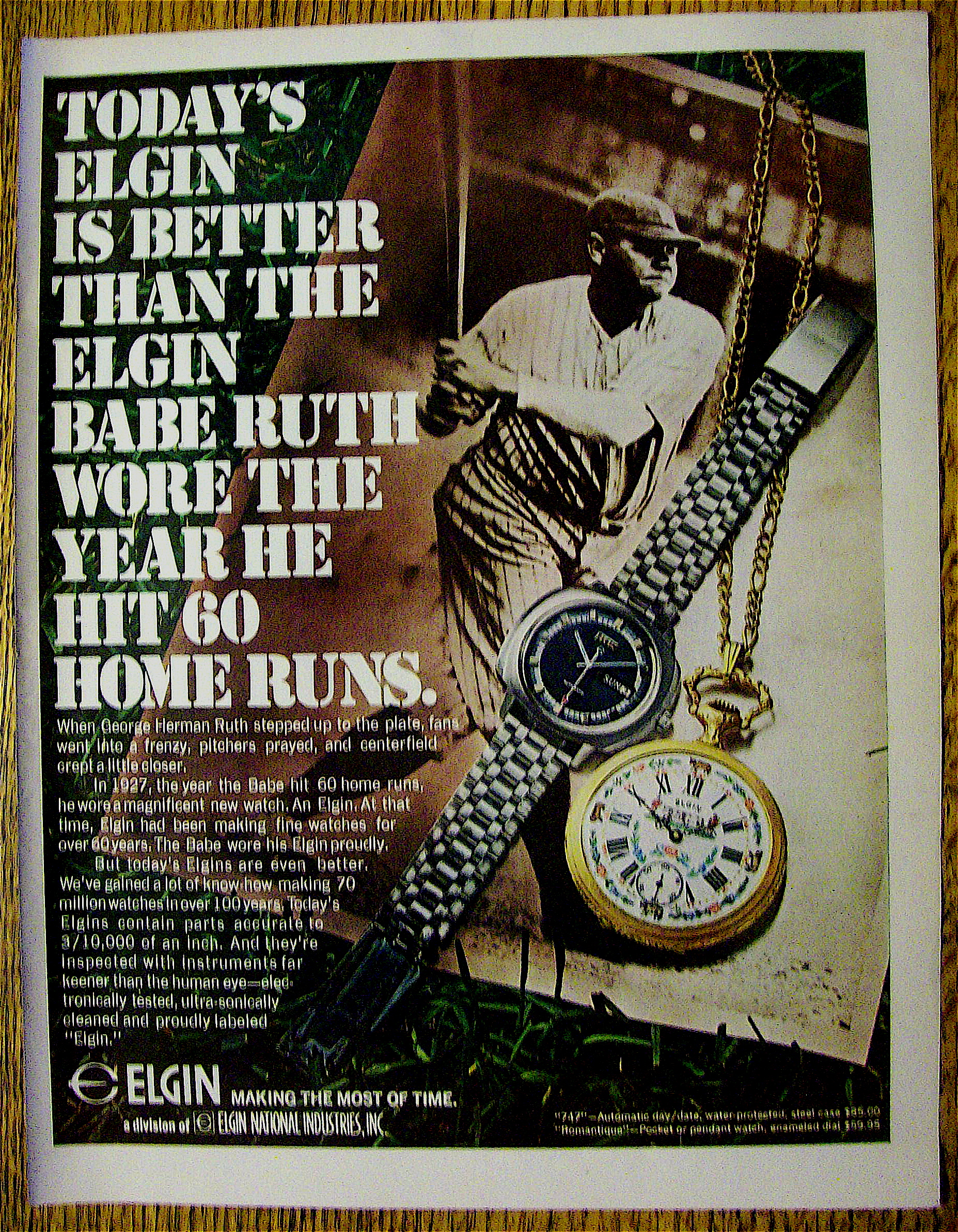 1970 Elgin Watches with Baseball's Babe Ruth