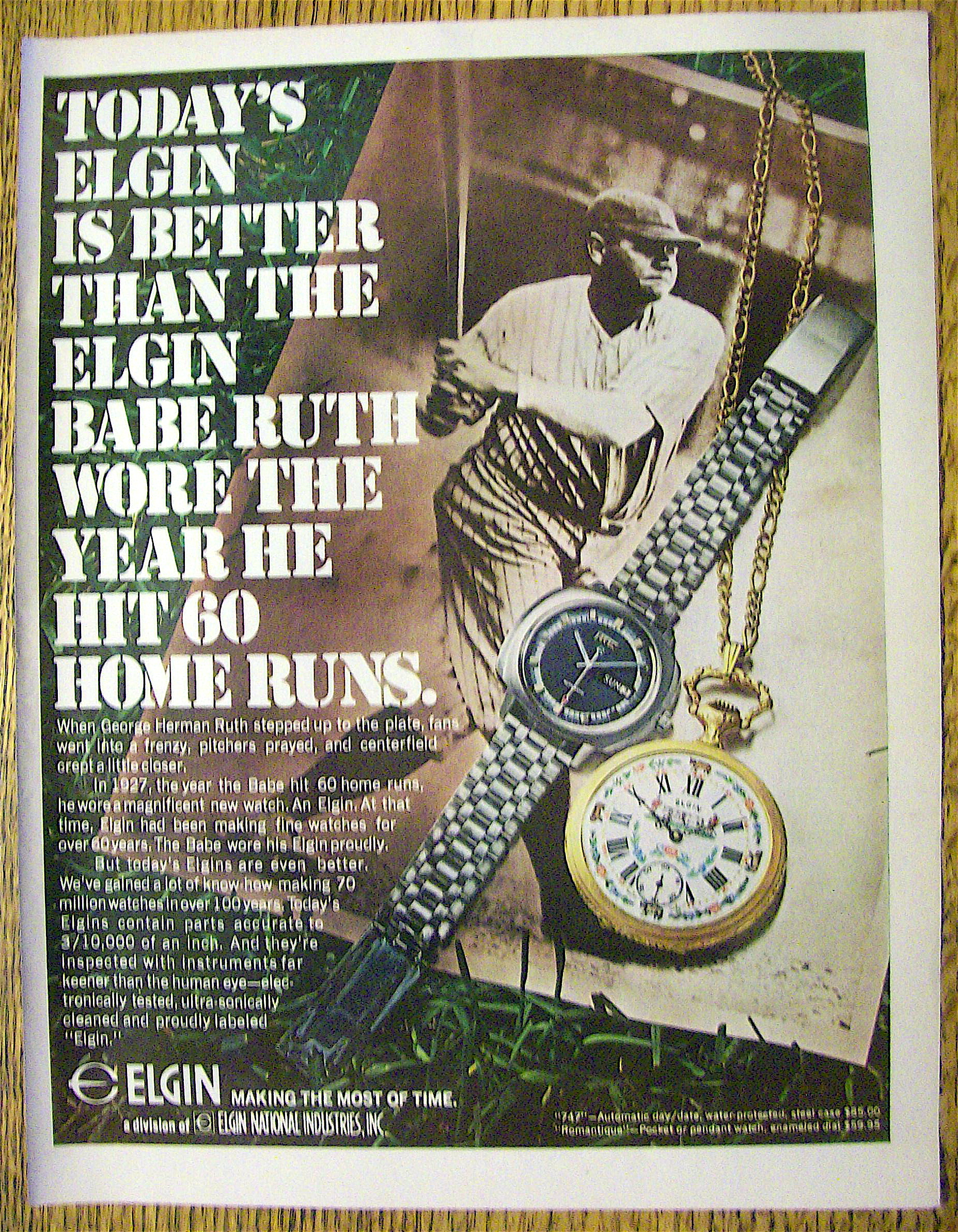 1970 Elgin Watches with Baseball's Babe Ruth