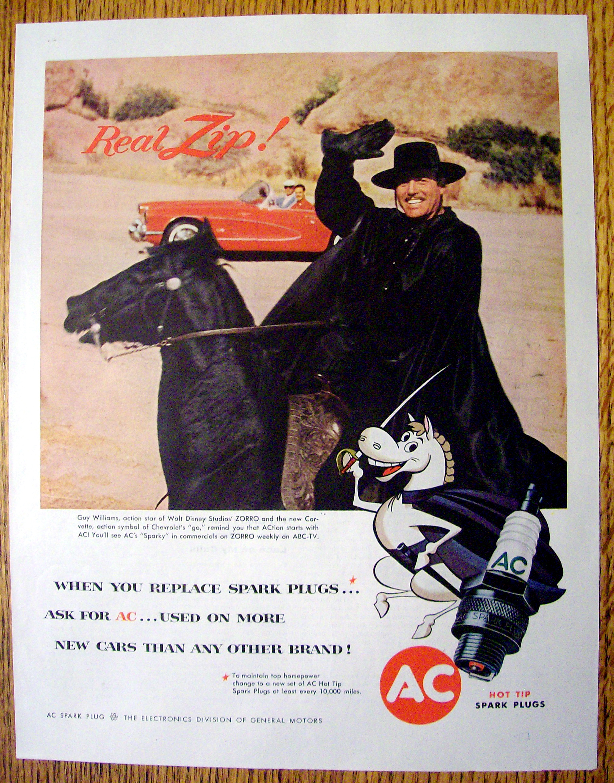 Vintage Ad: 1959 AC Spark Plugs w/ Guy Williams