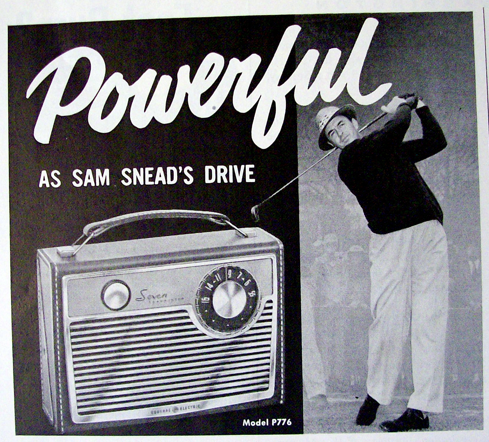 Vintage Ad: 1959 G.E. Portable Radio w/ Sam Snead