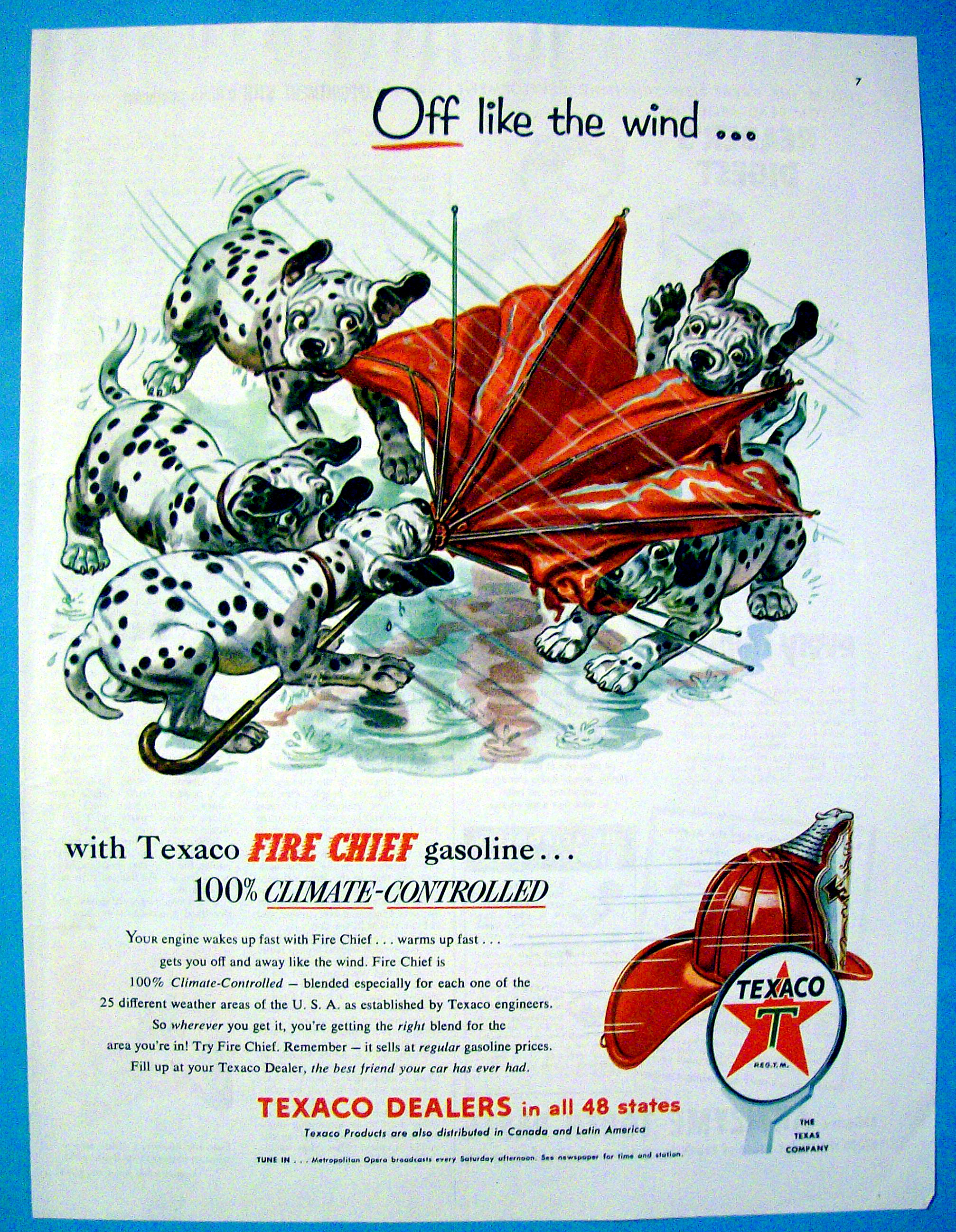 1954 Texaco Fire Chief Gasoline with Dalmatian Puppies