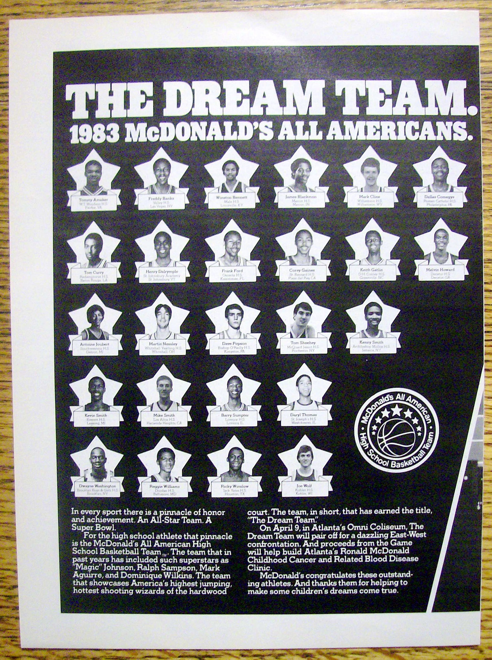 1983 Mc Donald's Dream Team with Kenny Smith