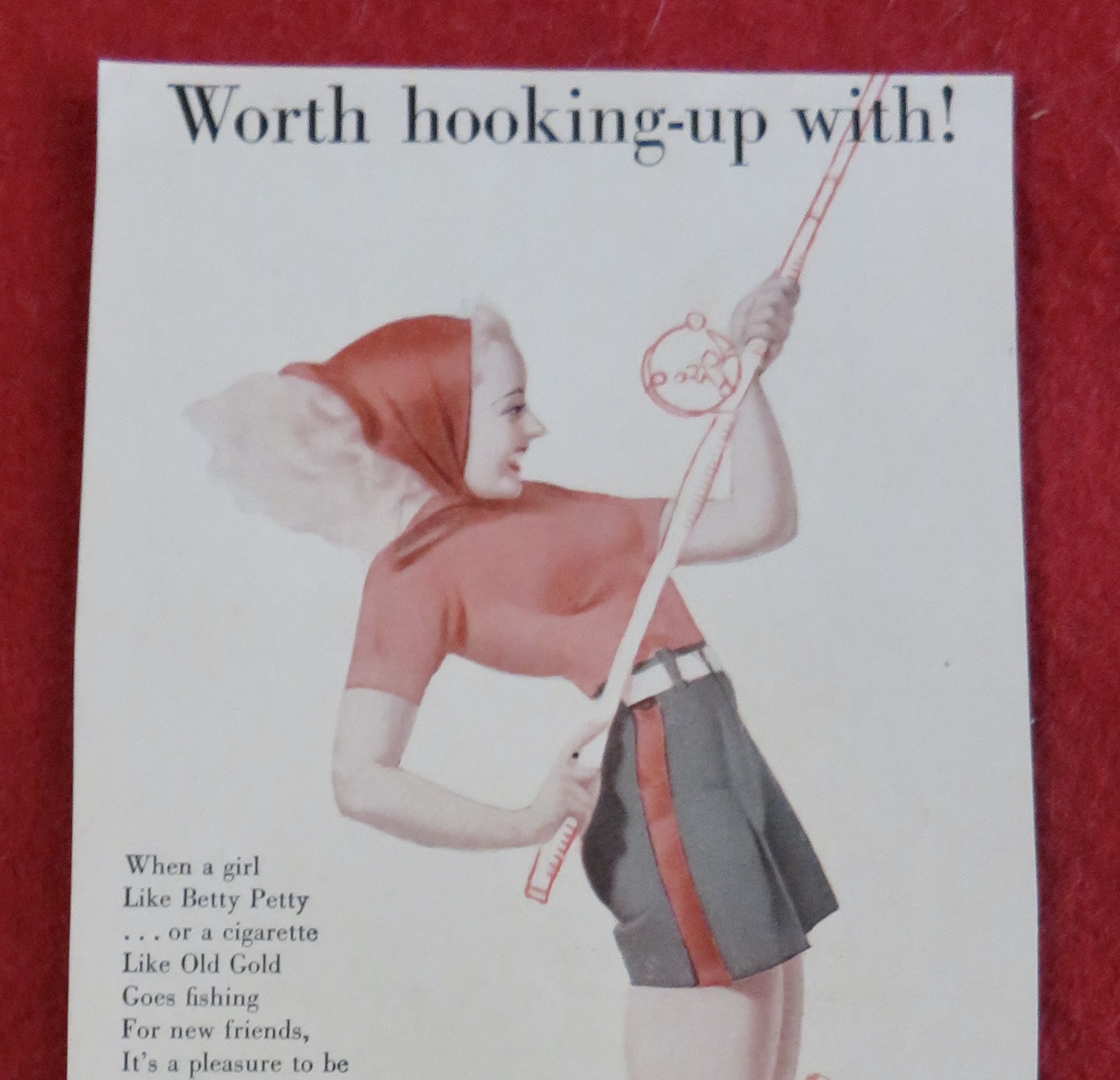 1939 Old Gold Cigarettes with Betty Petty Fishing