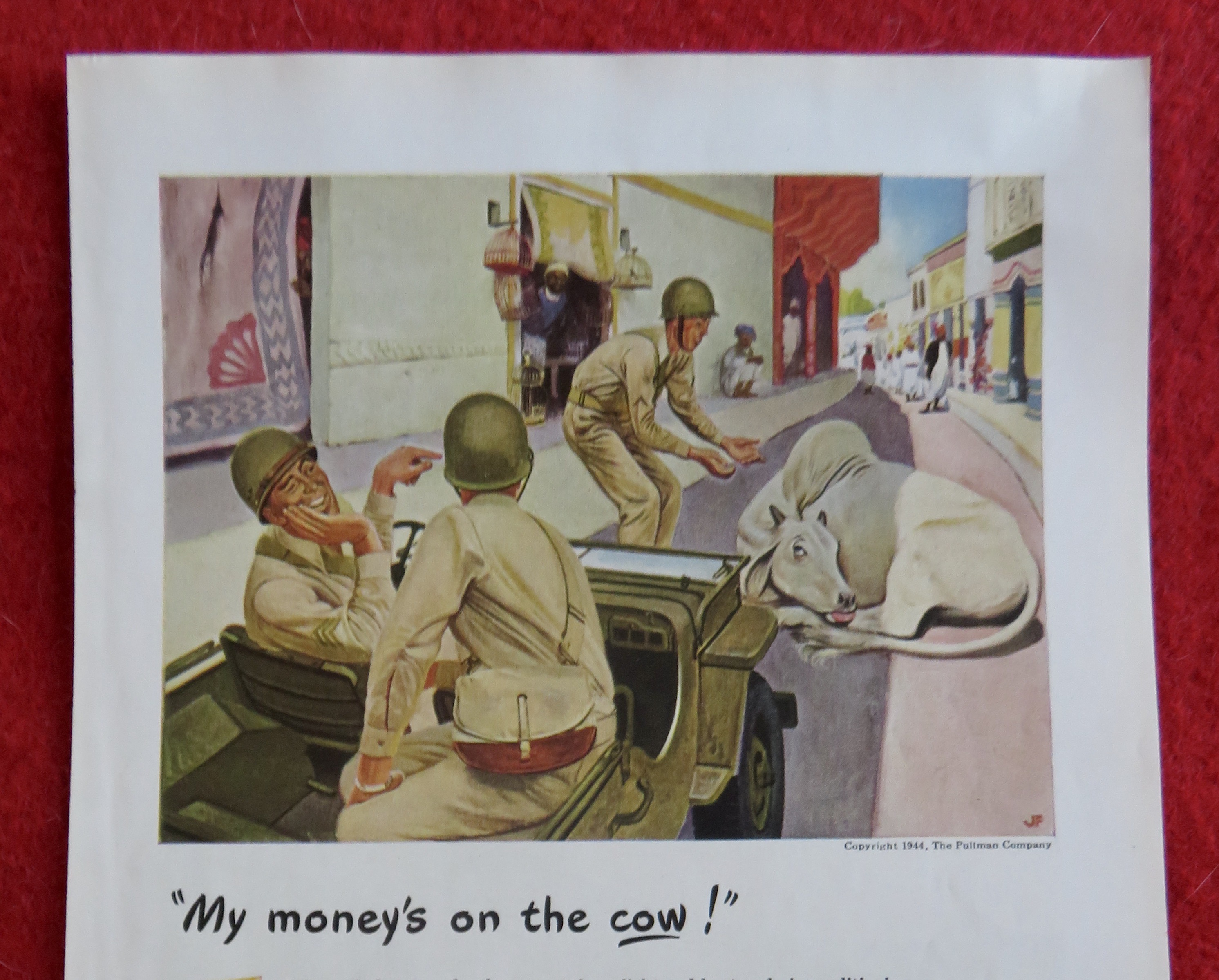 1944 Pullman Company with Soldiers Trying To Move Cow