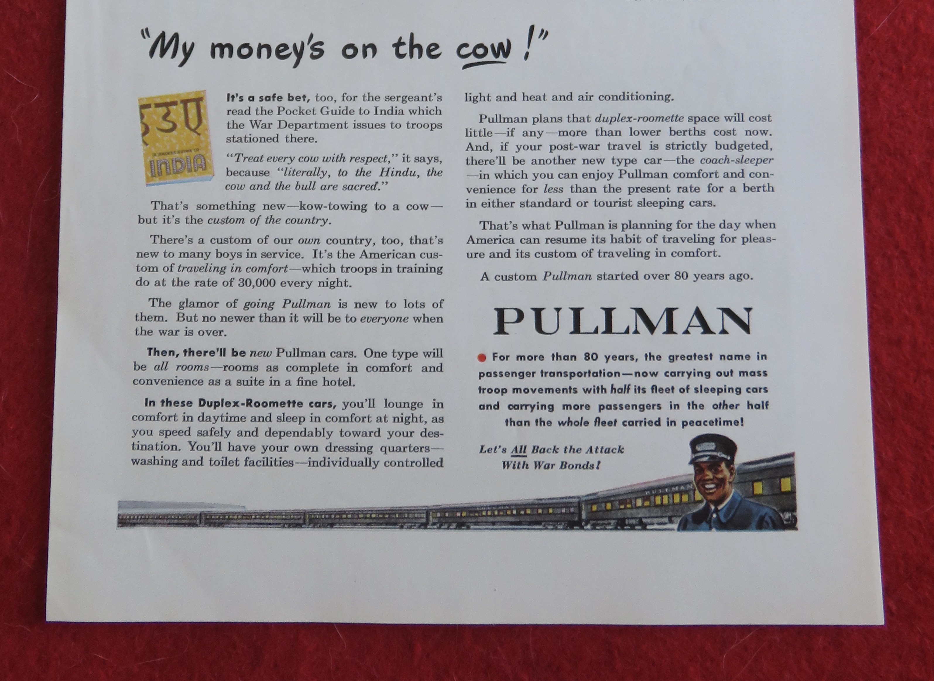 1944 Pullman Company with Soldiers Trying To Move Cow