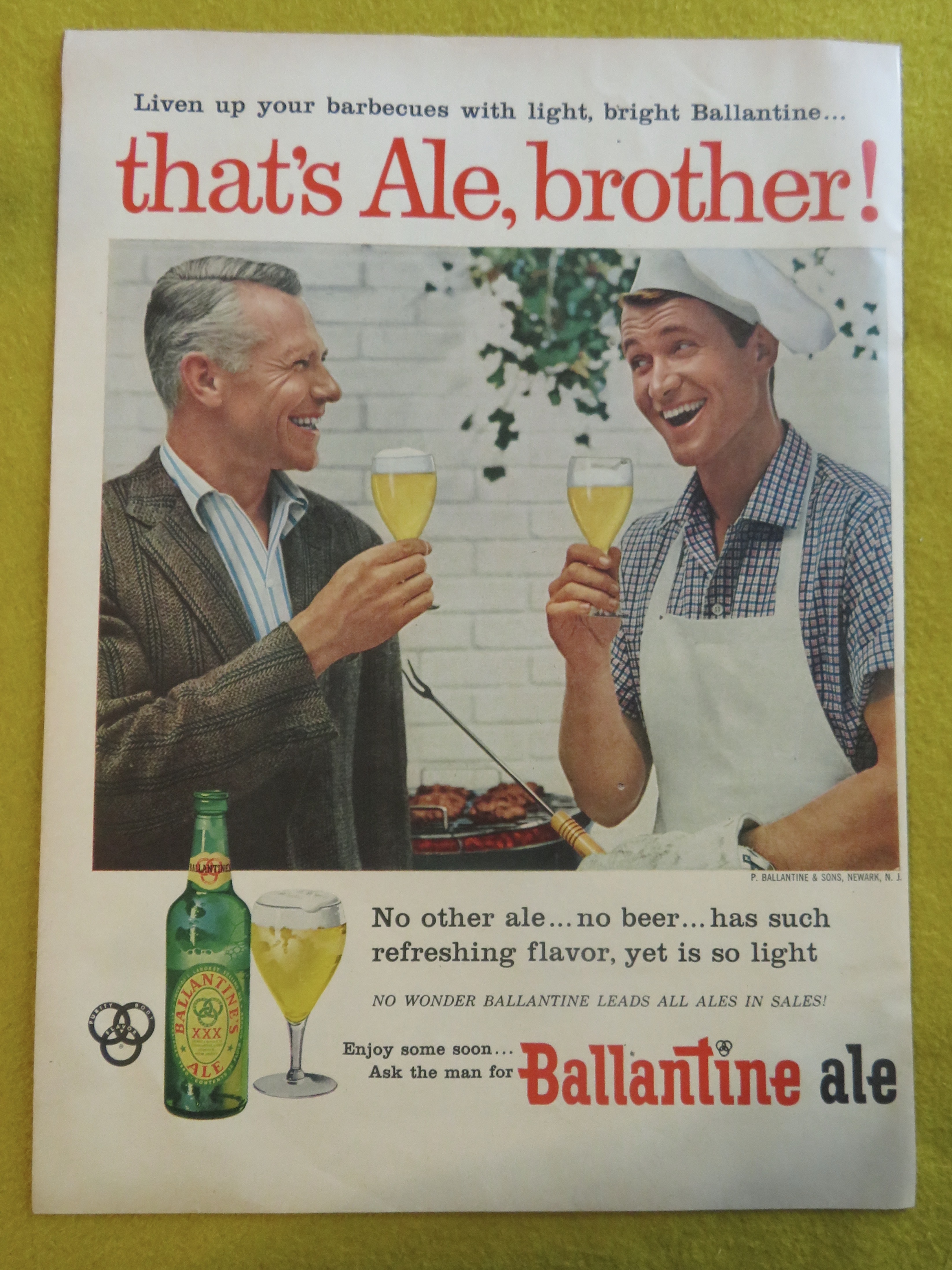 1956 Ballantine Ale with Father & Son Drinking Ale