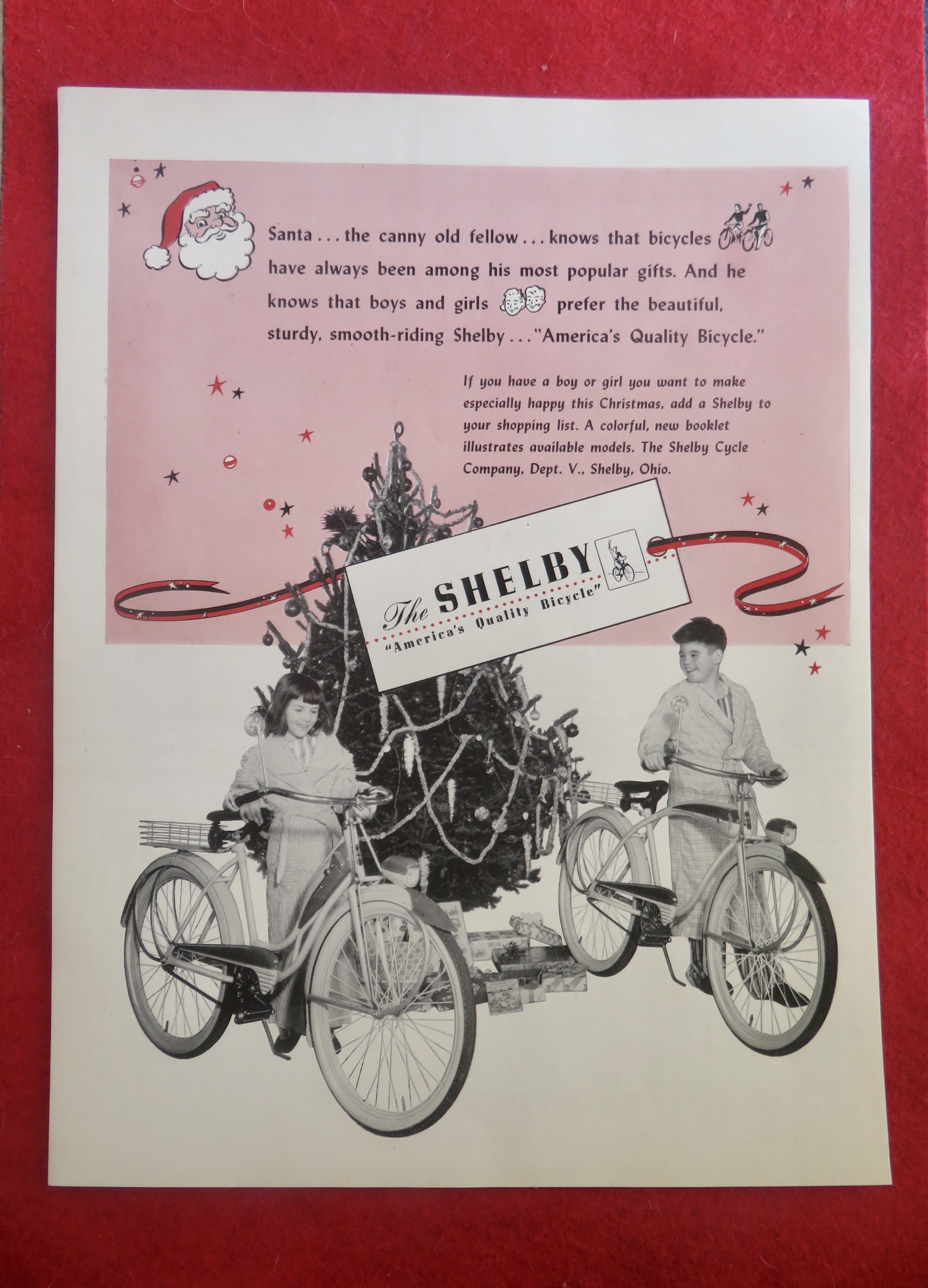 1950's Shelby Bicycle w/ Children & Bikes For Christmas