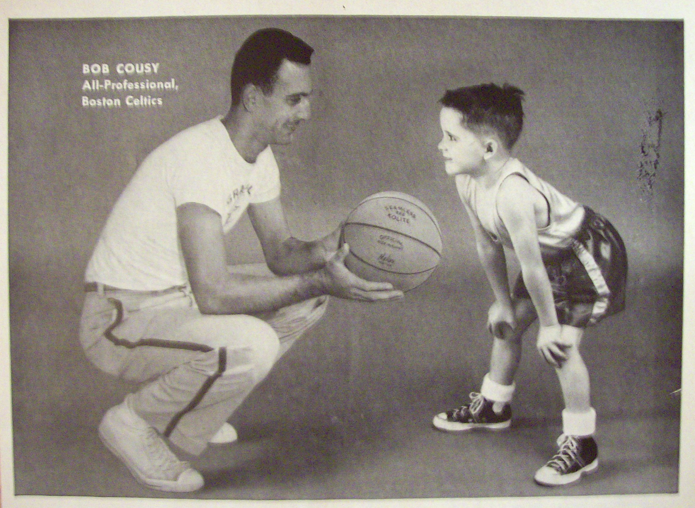 1958 Seamless Basketball with Boston Celtics Bob Cousy