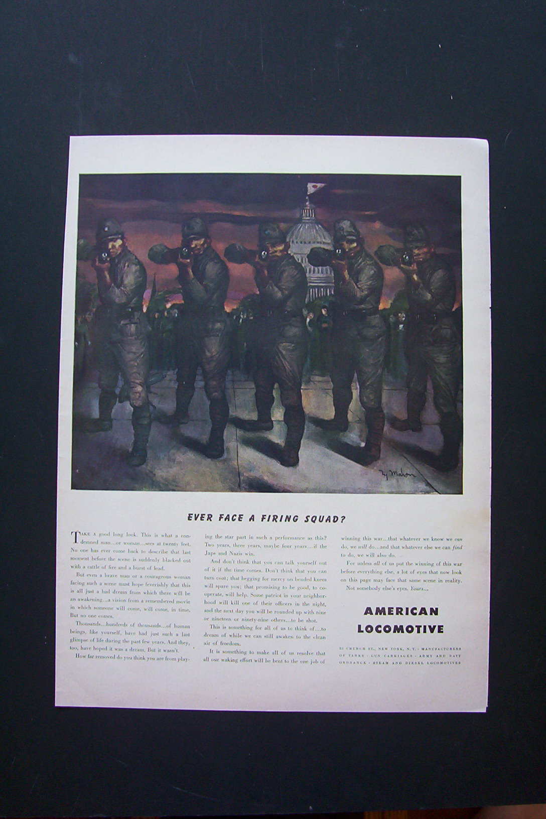 1943 American Locomotive with Line of Men with Guns