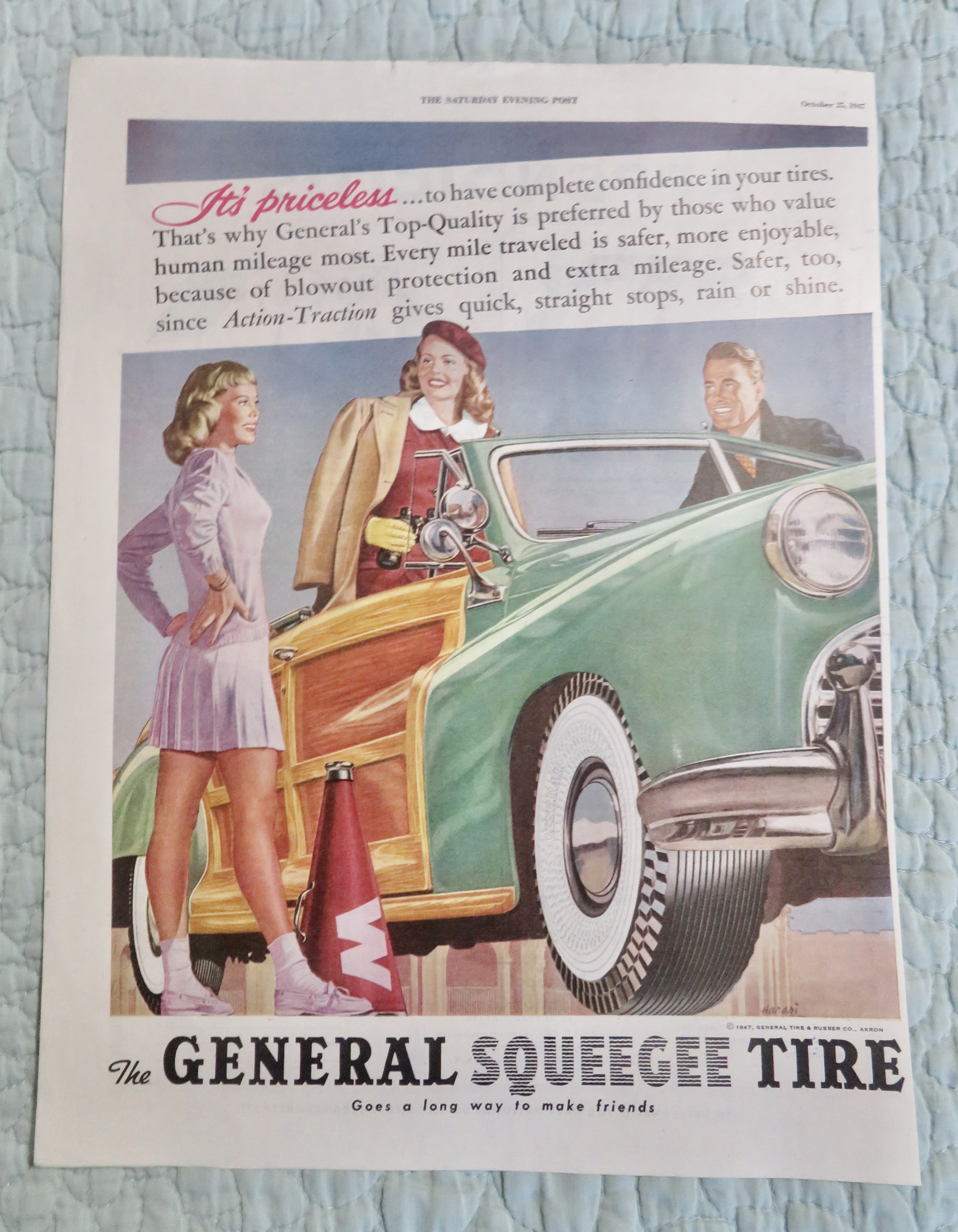 1947 General Squeegee Tire with Woman in a Car Talking